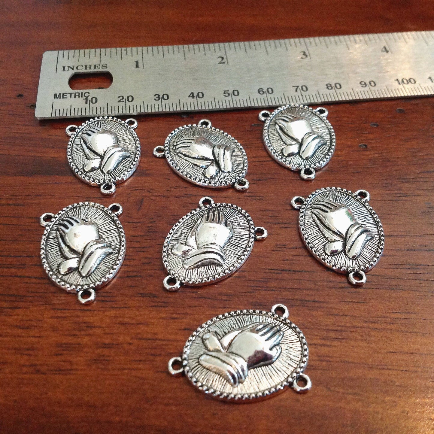 10pcs, Praying Hands Pendant Connectors, Rosary Connectors, Centers, Rosary Charms, Connectors, Catholic Charms, Religious Charms, Findings