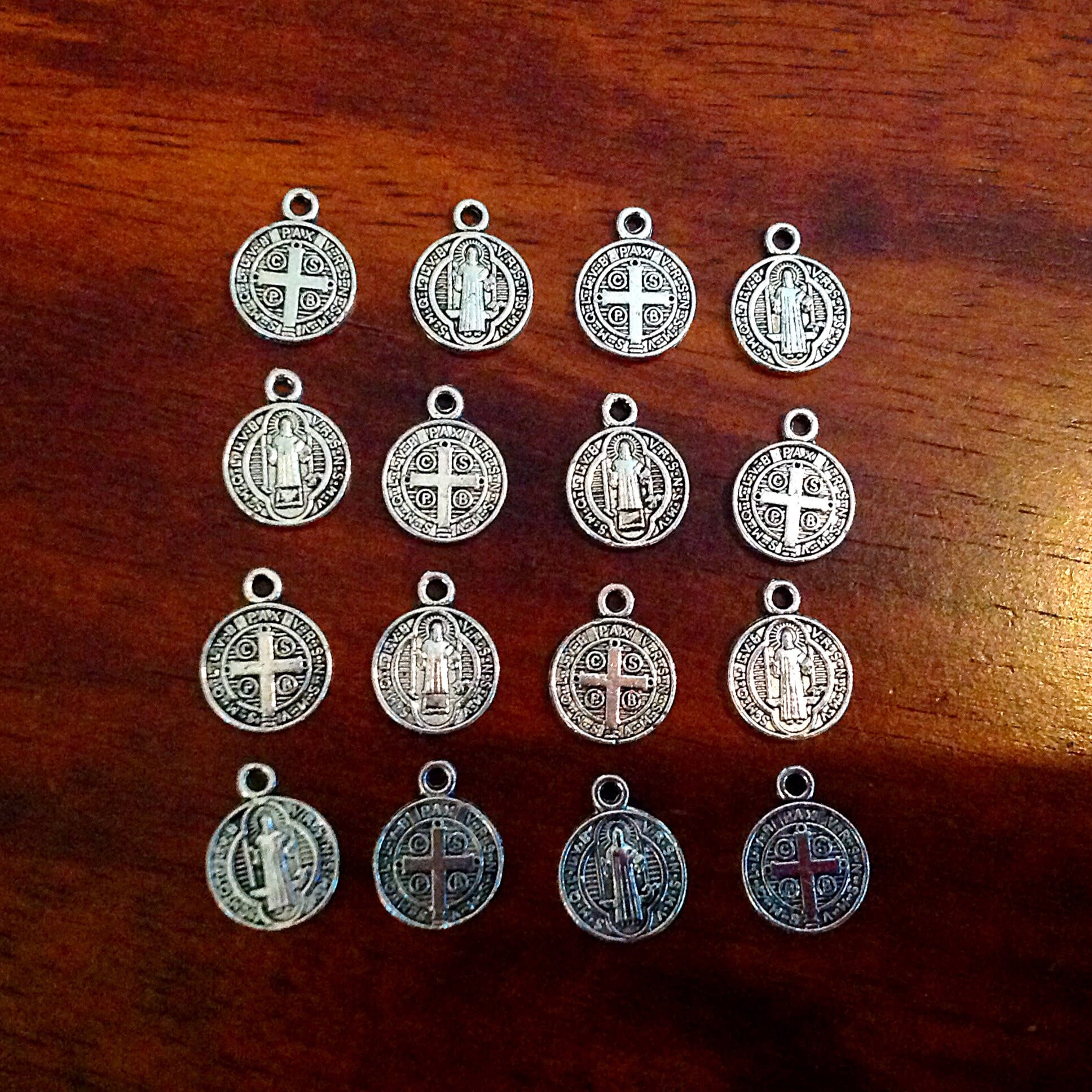 50 pcs, St Benedict Charms, Saint Benedict Medals, Small Charms, Catholic Charms, Religious Medallions, Benediction Charms, Rosary Charms