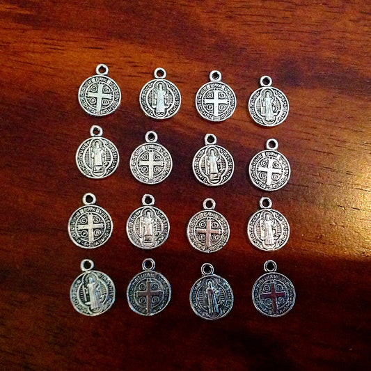 50 pcs, St Benedict Charms, Saint Benedict Medals, Small Charms, Catholic Charms, Religious Medallions, Benediction Charms, Rosary Charms