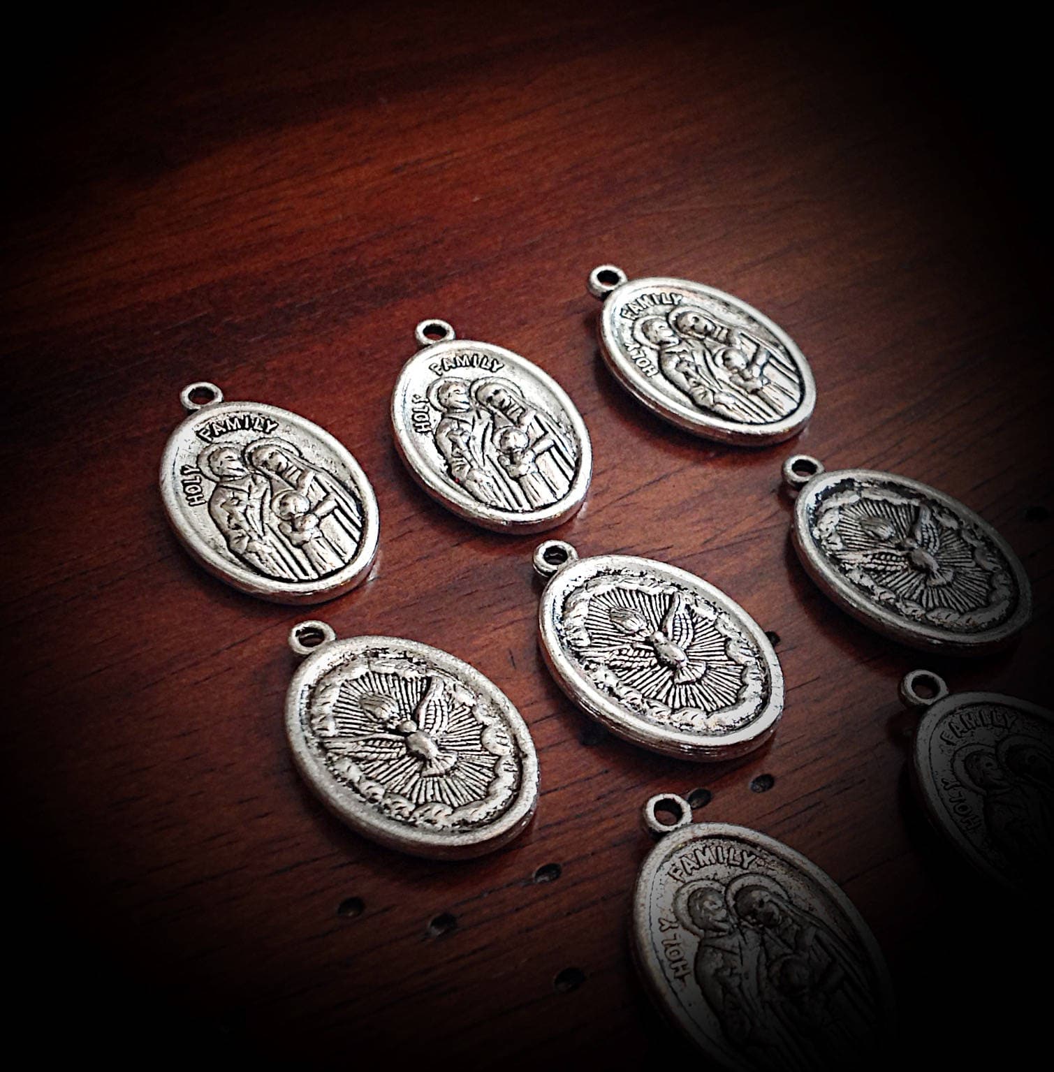 10pcs, Holy Family Charms, Holy Family Medals, Catholic Medals, Religious Medallons, Rosary Charms, Mother Mary Charms, Baby Jesus Charms