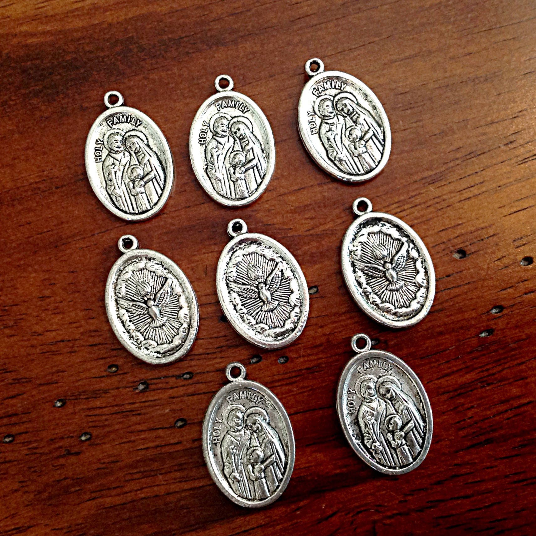 15pcs, Holy Family Charms, Holy Family Medals, Catholic Charms, Religious Medals, Rosary Charms, Mother Mary Charms, Baby Jesus Charms