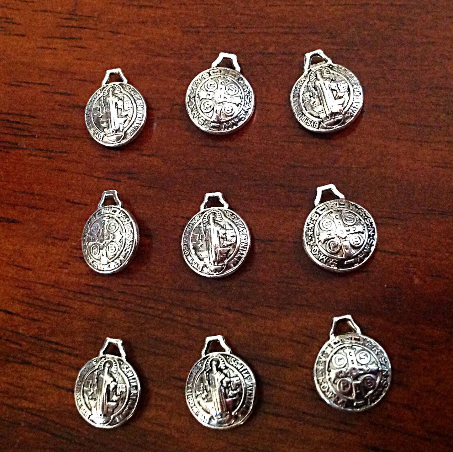 50 pcs, St Benedict Charms, Puffed Saint Benedict Medals, Catholic Charms, Religious Medallions, Benediction Charms, Rosary Charms