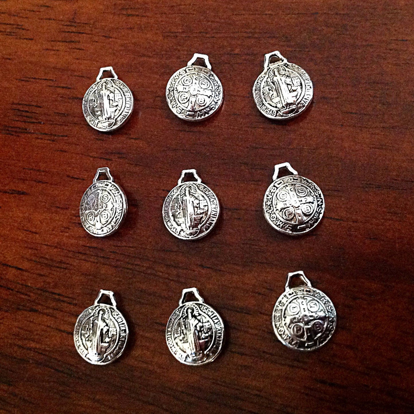 50 pcs, St Benedict Charms, Puffed Saint Benedict Medals, Catholic Charms, Religious Medallions, Benediction Charms, Rosary Charms