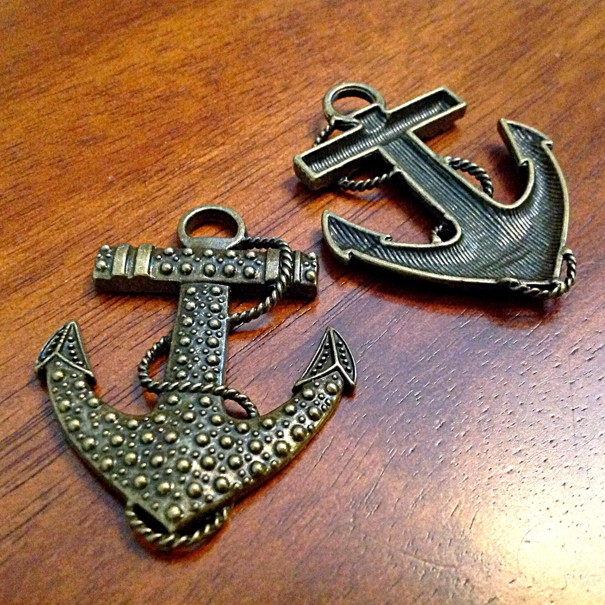3 Large Anchor Pendanrts, Nautical Anchor Pendants, Ship Anchor Charms, Sailing Charms, Anchor Charms, Findings, Crafts and Jewelry Supplies