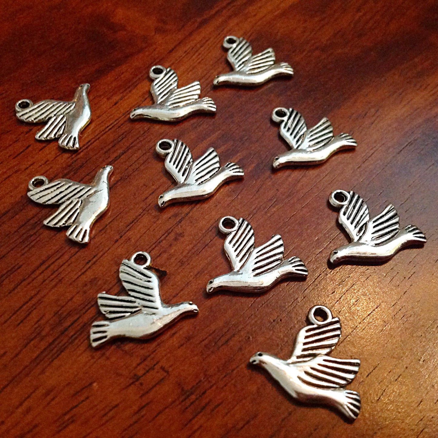 40pcs, Dove Charms, Turtle Dove Charms, Bird Charms, Double Sided Dove Charms, Armor of God Charm, Craft Supplies, Findings
