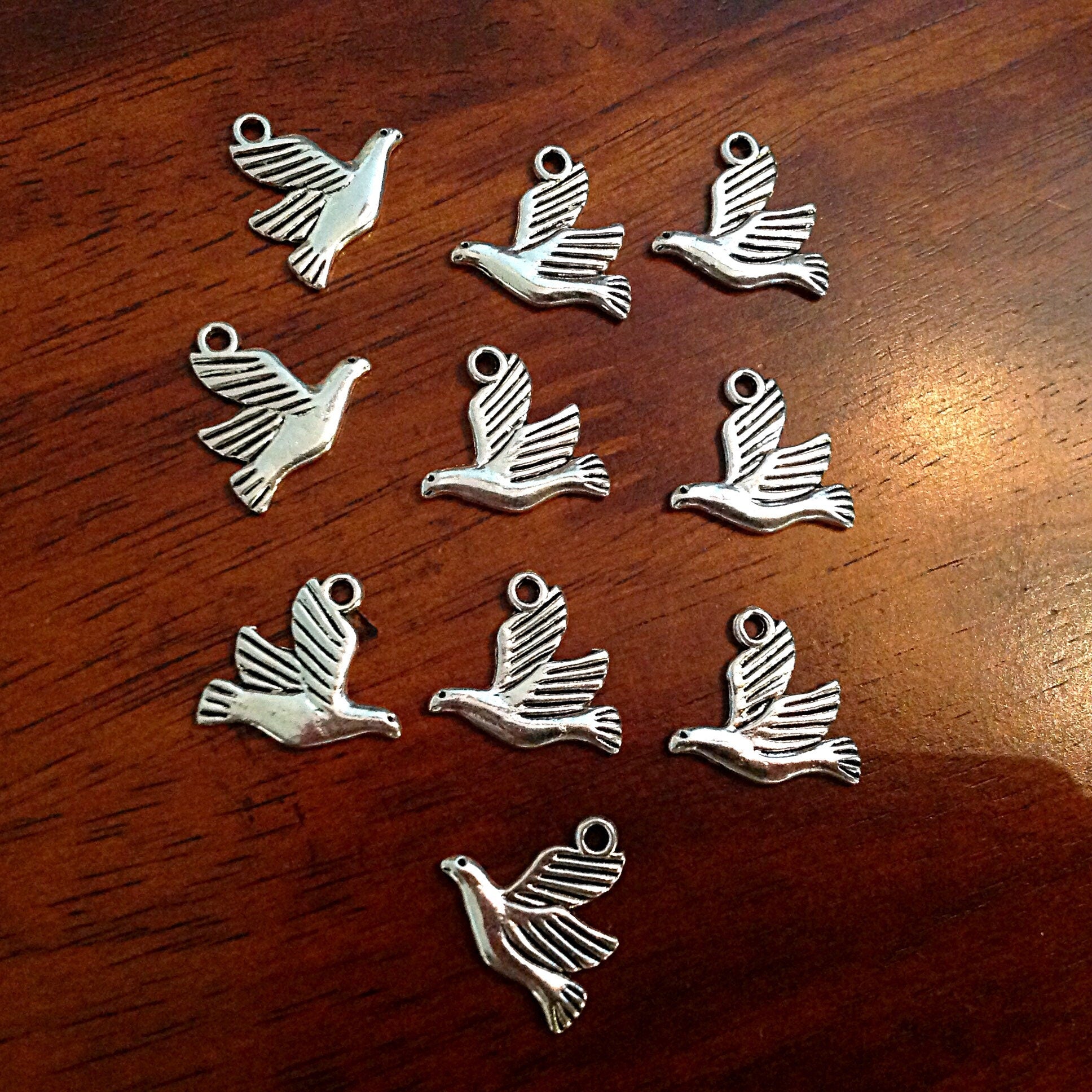 40pcs, Dove Charms, Turtle Dove Charms, Bird Charms, Double Sided Dove Charms, Armor of God Charm, Craft Supplies, Findings