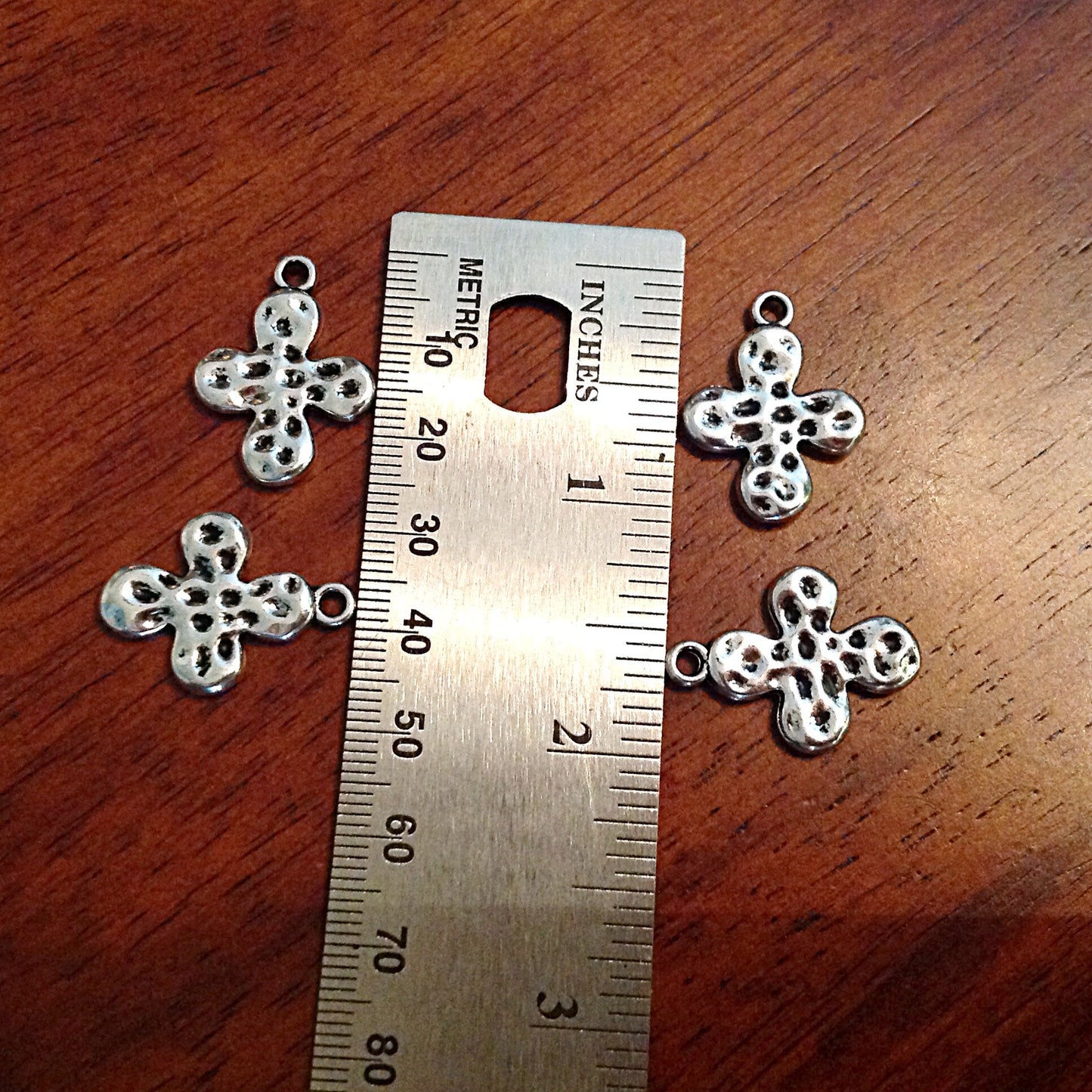 Bulk 20 Cross Charms, Antique Silver Charms, Silver Cross Pendant, Bubble Cross Charms, Double Sided Cross, Findings and Jewelry Supplies