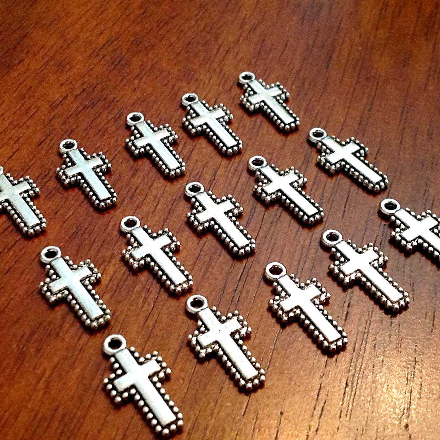 15pcs Cross Charms, Antique Silver Charms, Silver Cross Charms, Fancy Cross Charms, Double Sided Cross Charms, Findings and Jewelry Supplies