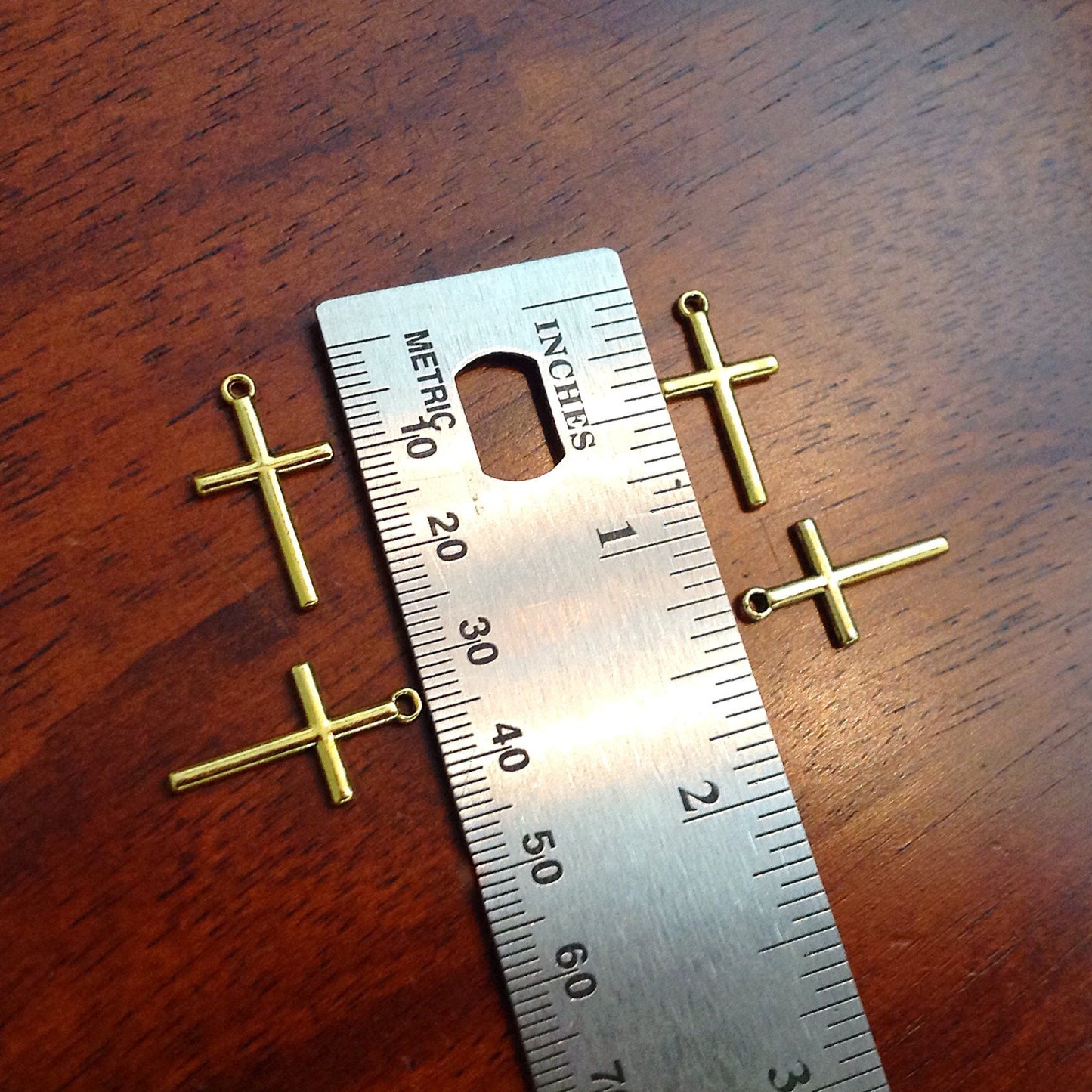 Bulk 25 Gold Cross Charms, Antique Gold Cross Charm, Crucifix Charms, Thin Cross Charms, Gold Cross Pendants, Findings and Jewelry Supplies