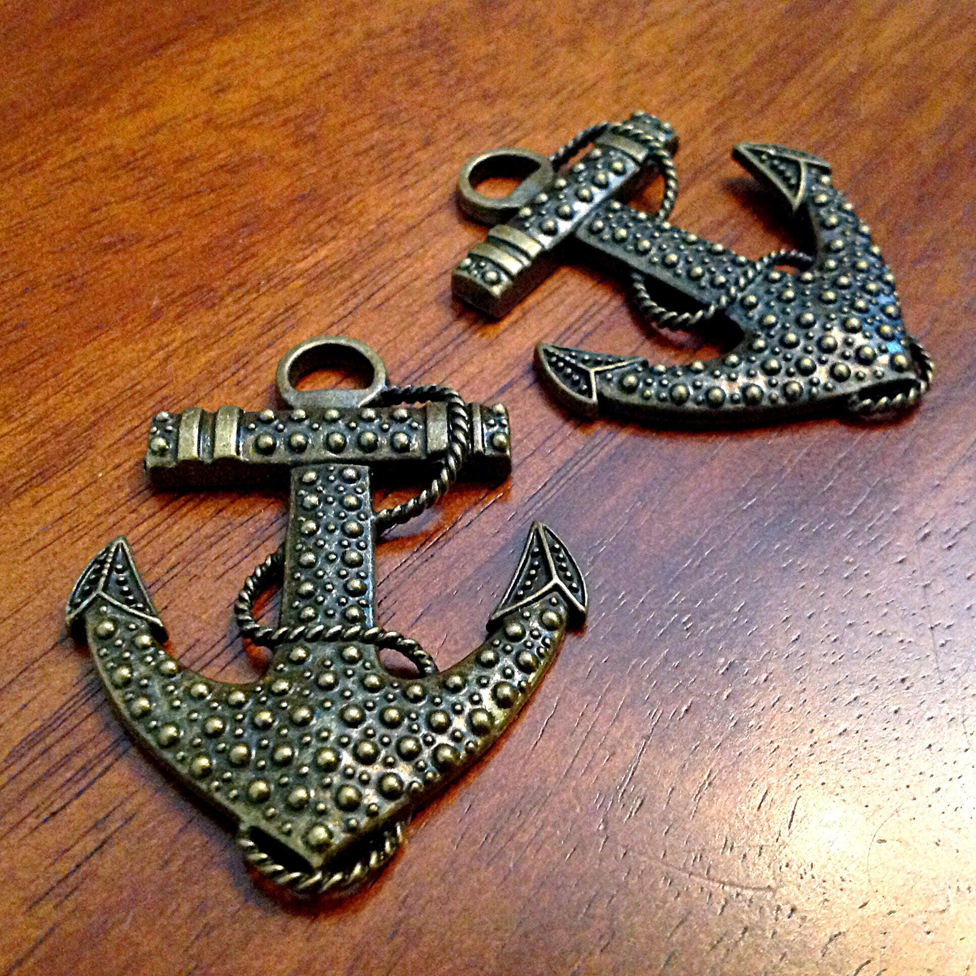3 Large Anchor Pendanrts, Nautical Anchor Pendants, Ship Anchor Charms, Sailing Charms, Anchor Charms, Findings, Crafts and Jewelry Supplies