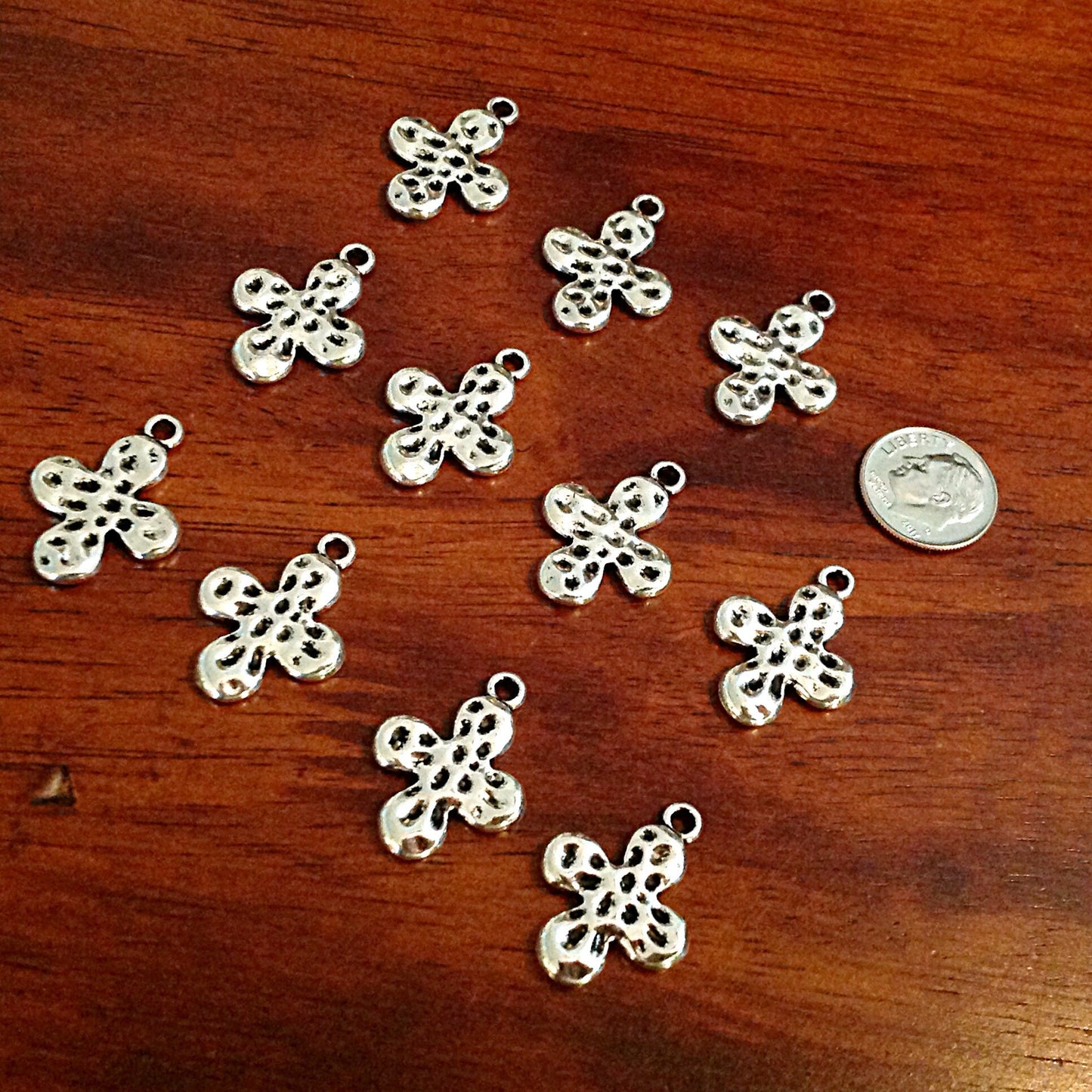 Bulk 20 Cross Charms, Antique Silver Charms, Silver Cross Pendant, Bubble Cross Charms, Double Sided Cross, Findings and Jewelry Supplies