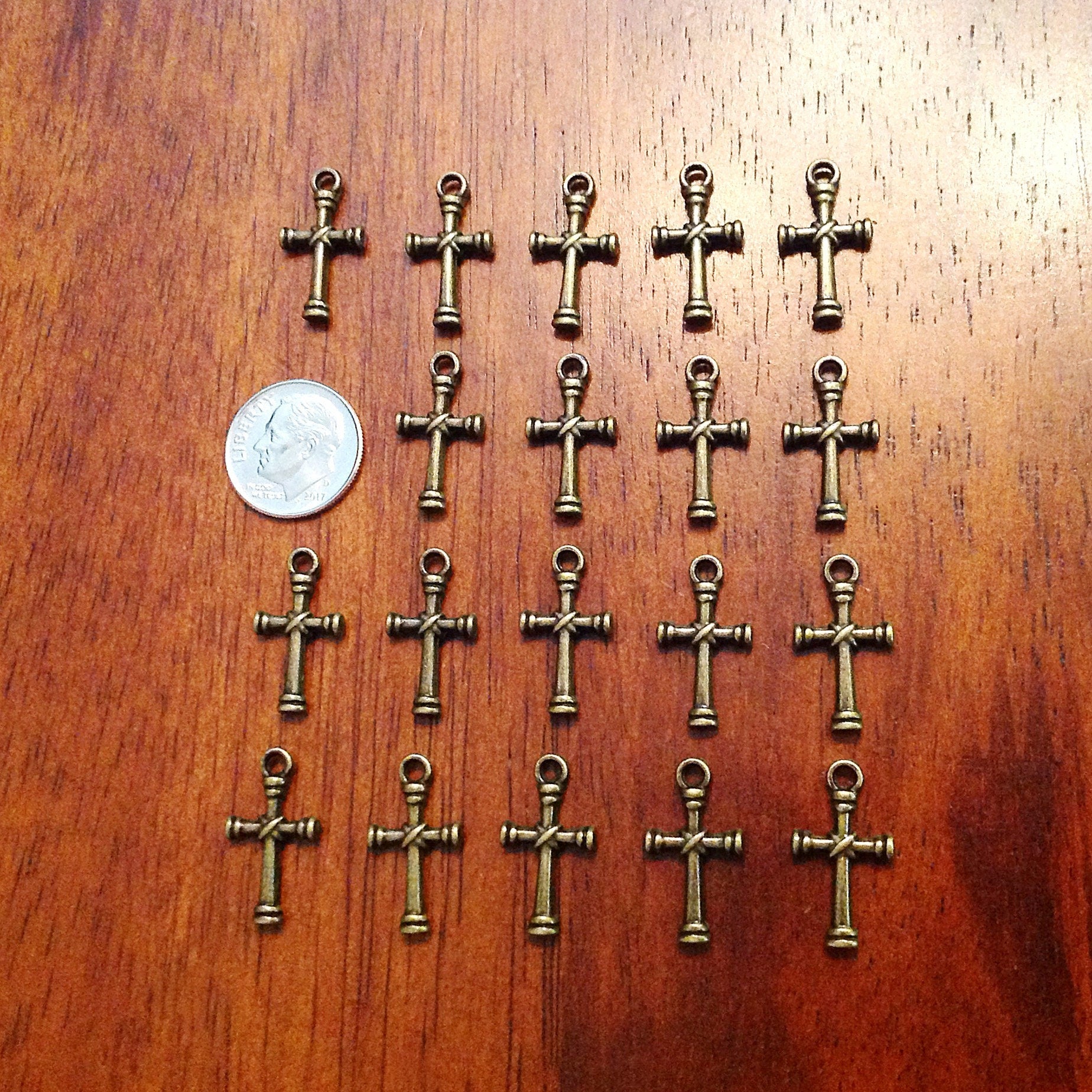 25pcs Bronze Cross Charms, Antique Bronze Charms, Fancy Cross Charms, Armor of God, Double Sided Cross Charms, Findings and Jewelry Supplies