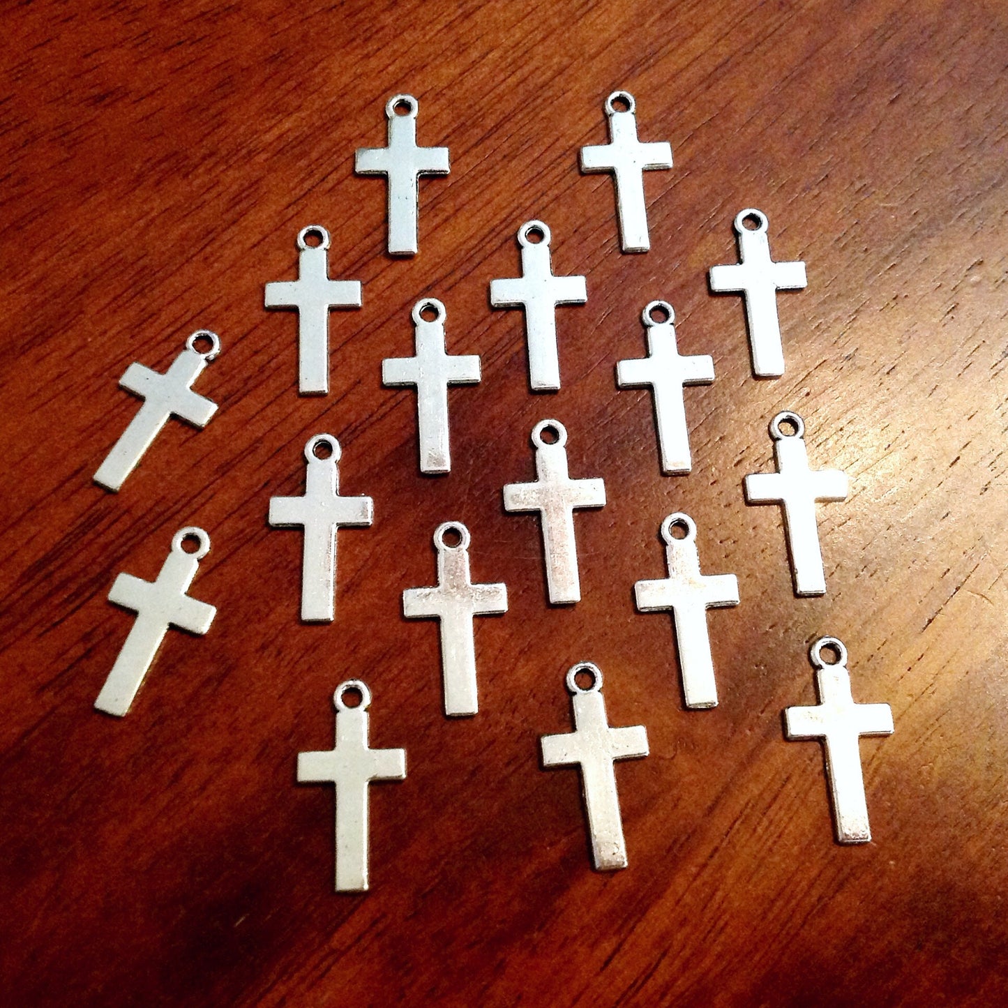 Bulk 30pcs Silver Cross Charms, Antique Silver Charms, Silver Cross Pendants, Double Sided Cross Charms, Findings and Jewelry Supplies