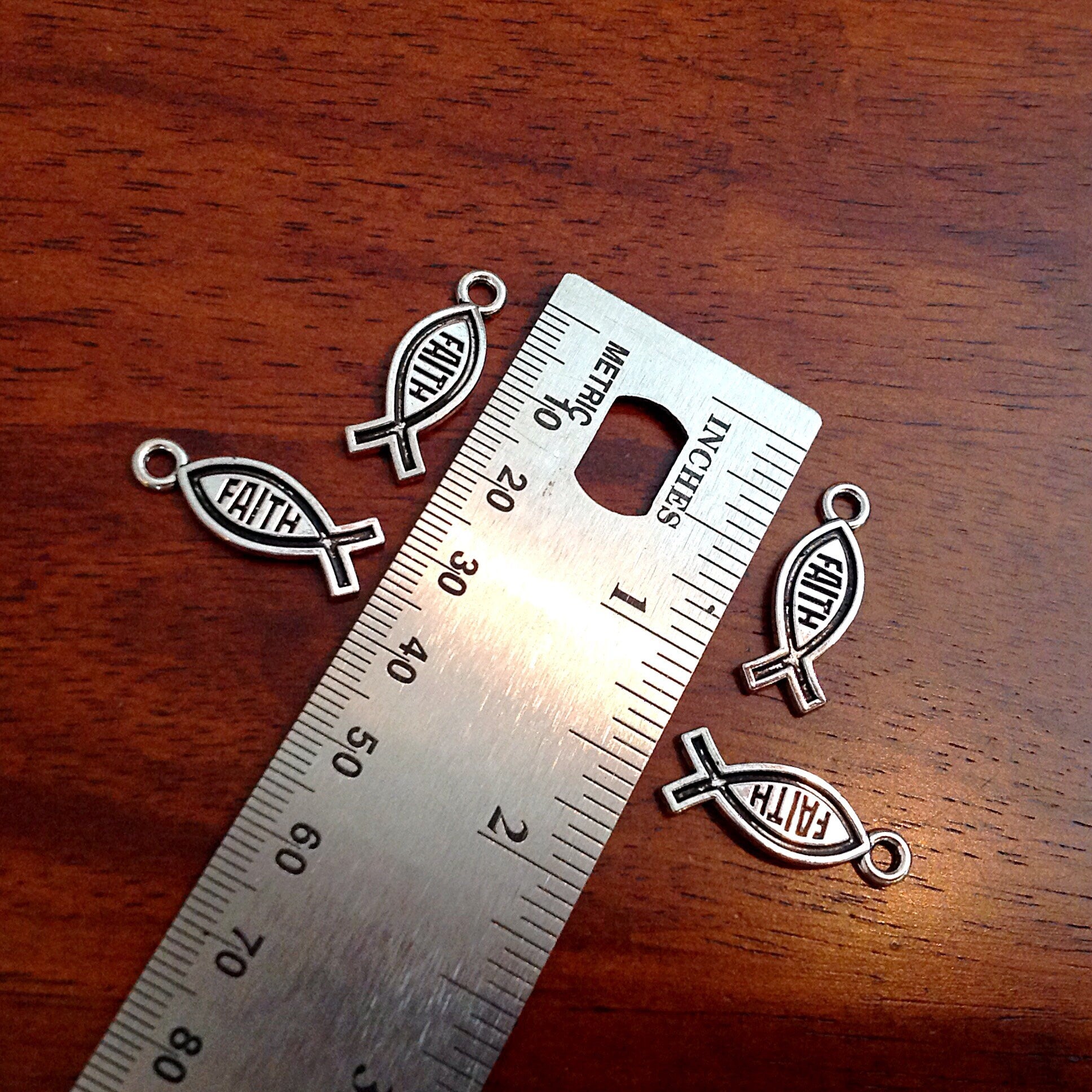 12pcs Faith Charms, Antique Silver Charms, Silver Fish Charms, Silver Ribbon Charms, Silver Faith Charms, Findings and Jewelry Supplies