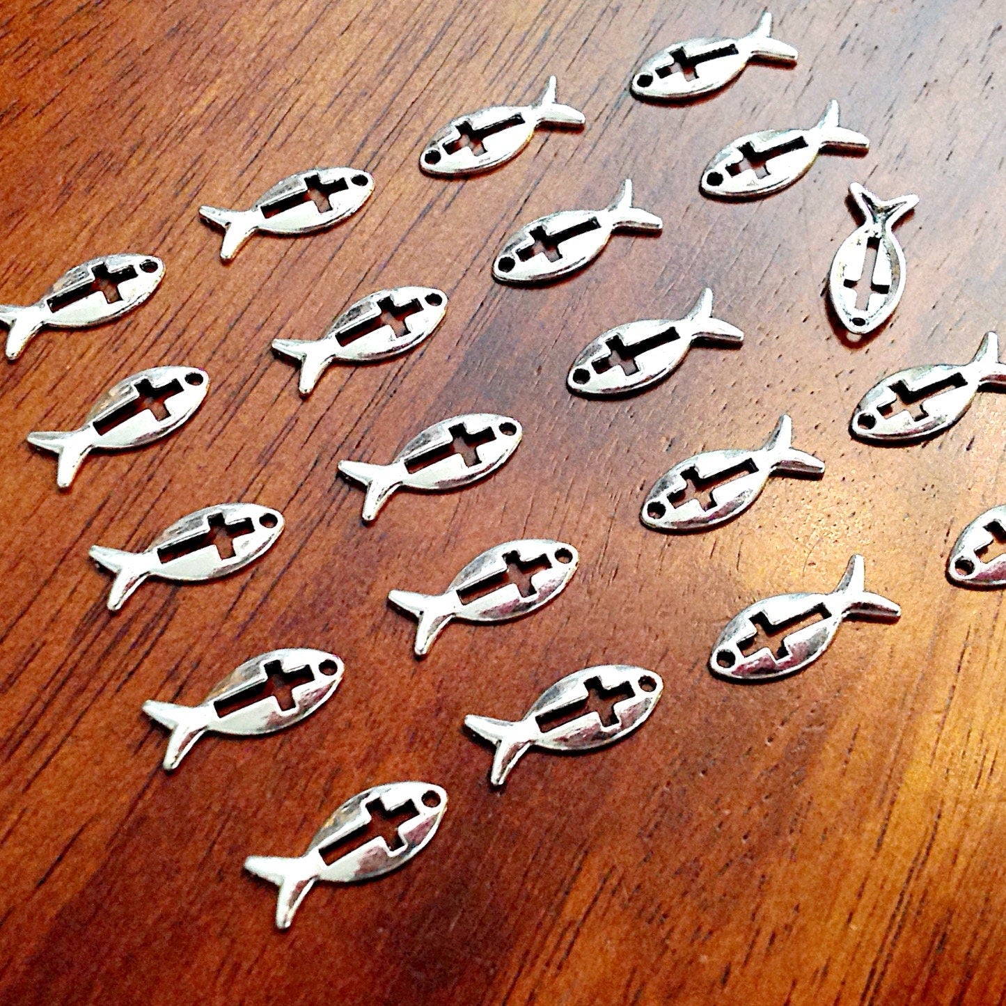 50pcs, Faith Charms, Antique Silver Charms, Silver Fish Charms, Silver Ribbon Charms, Inside Cross Charms, Silver Faith Charms, Findings