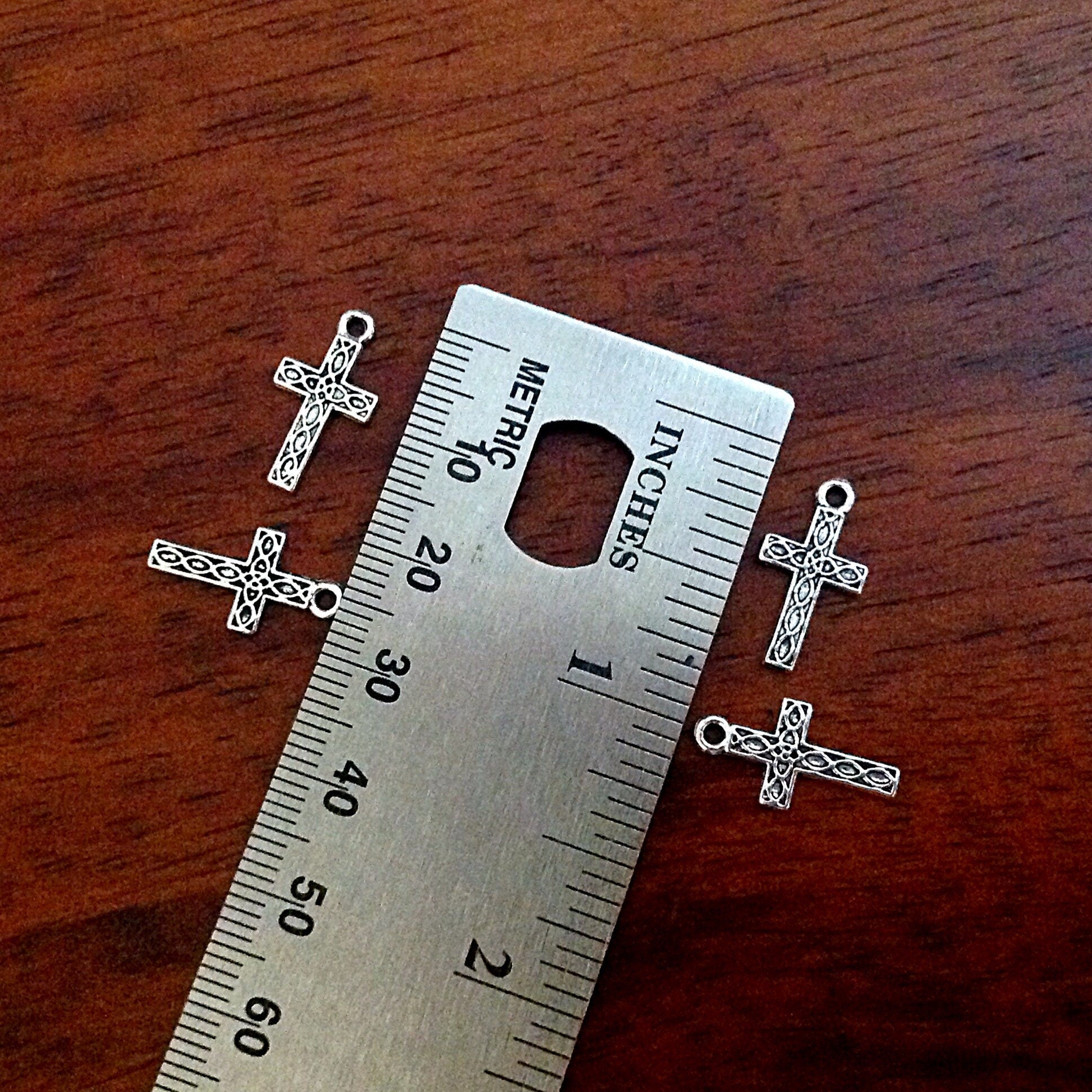 50pcs, Cross Charms, Antique Silver Charms, Silver Cross Charms, Tiny Cross Charms, Fancy Cross Charms, Double Sided Cross Charms, Findings