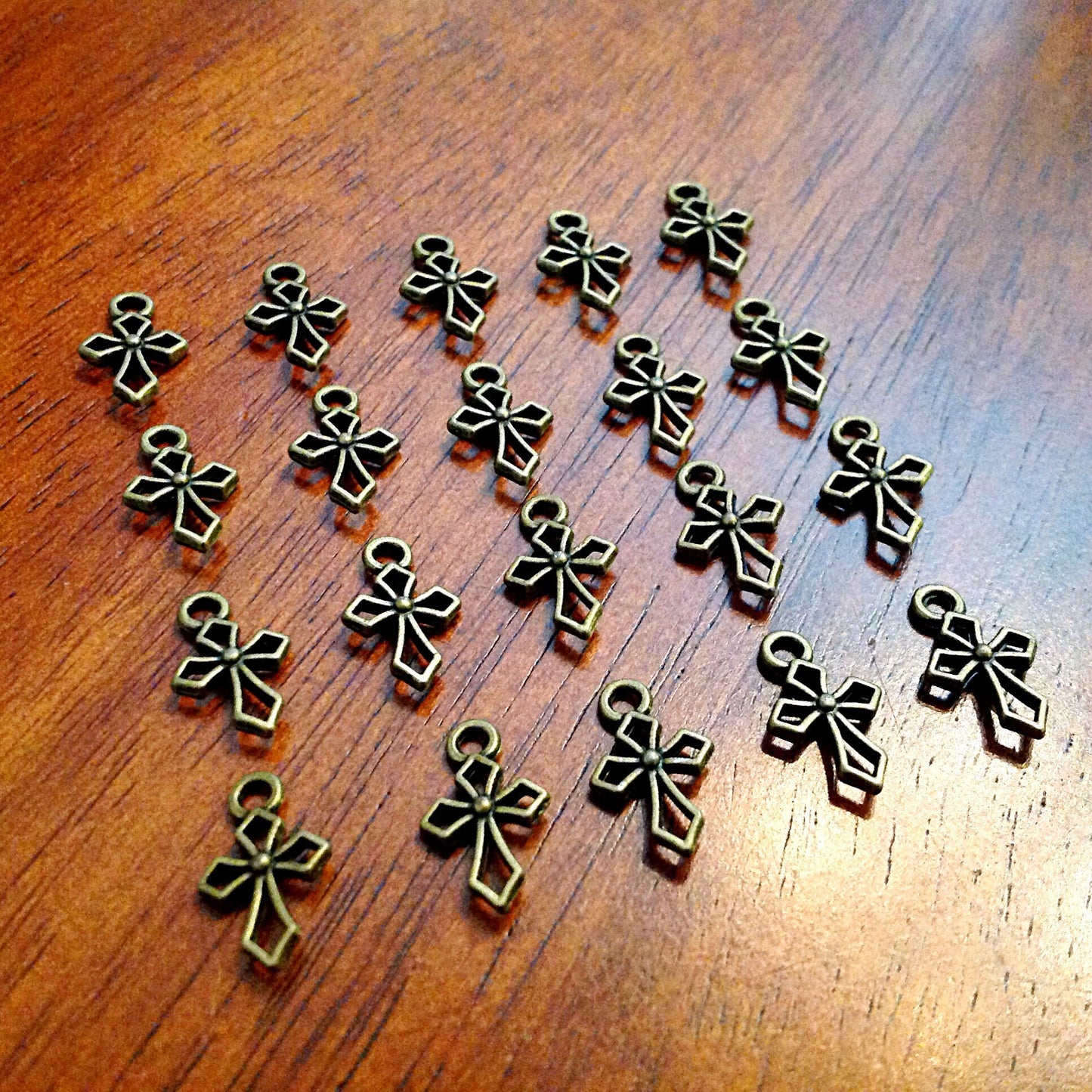 50pcs, Tiny Cross Charms, Antique Bronze Charms, Inside Charms, Bronze Cross Charms, Bulk, Fancy Cross Charms, Inside Cross Charms, Findings