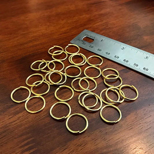 Strong Jump Rings, 100pcs 16x1.5mm Jump Rings, Gold Plated Jumprings, 16 Gage Industril Strength Jumprings, 16mm x 1.5mm, Findings
