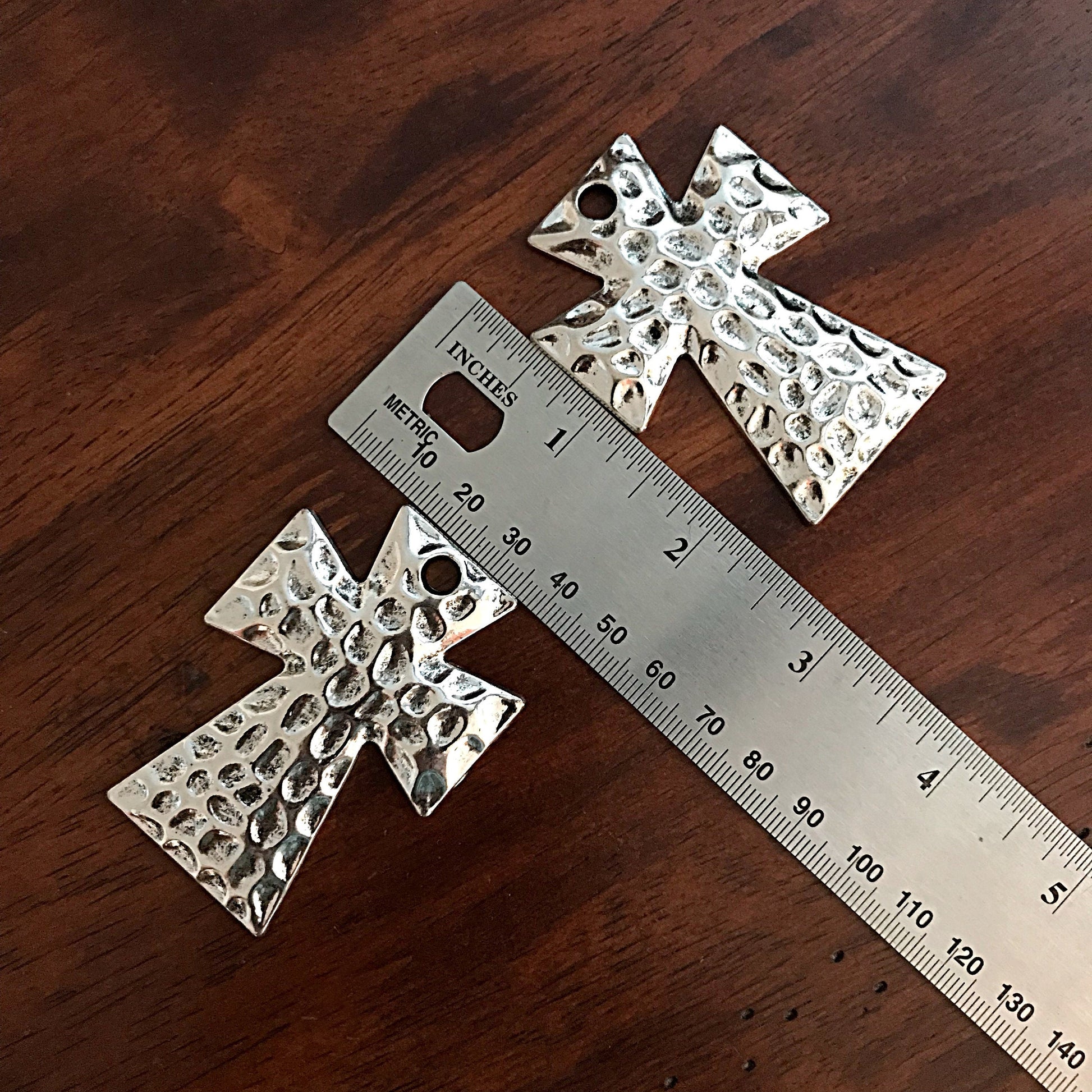 2pcs, Large Silver Cross Pendants, Hammered Metal Cross, Antique Silver Cross, Heavy Silver Cross Pendnat, Large Cross Charms,
