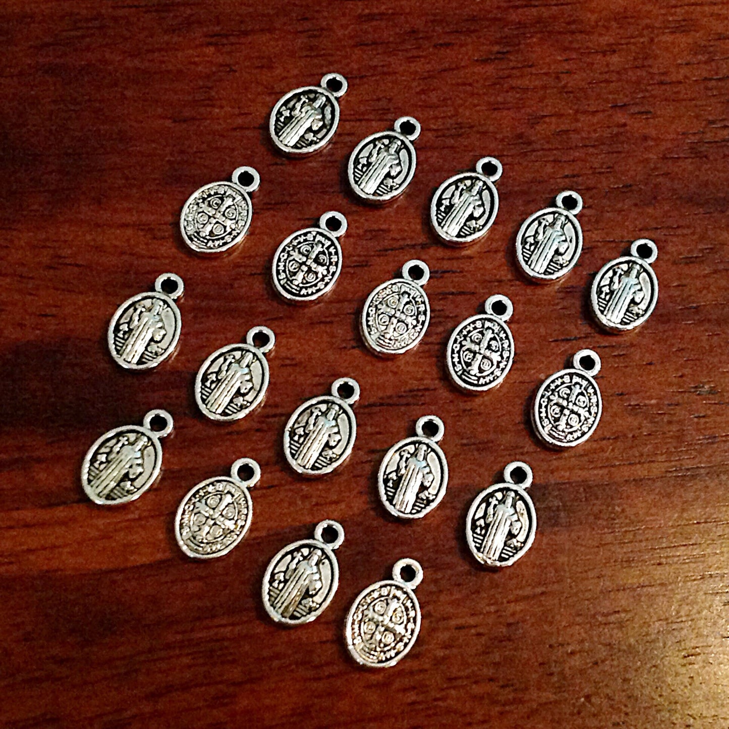 50 pcs, St Benedict Charms, Saint Benedict Medals, Small Charms, Catholic Charms, Religious Medallions, Benediction Charms, Rosary Charms