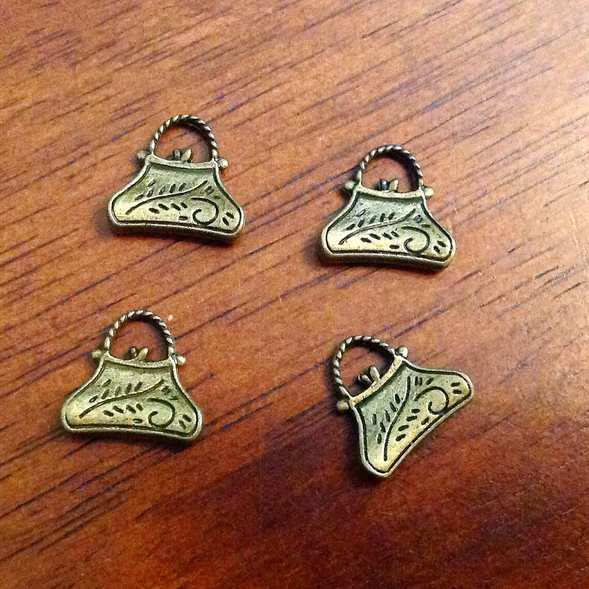 Bulk 15 Purse Pendants, Antique Bronze Charms, Handbag Pendants, 3-D Purse Charms, Handbag Charms, Findings, Crafts and Jewelry Supplies