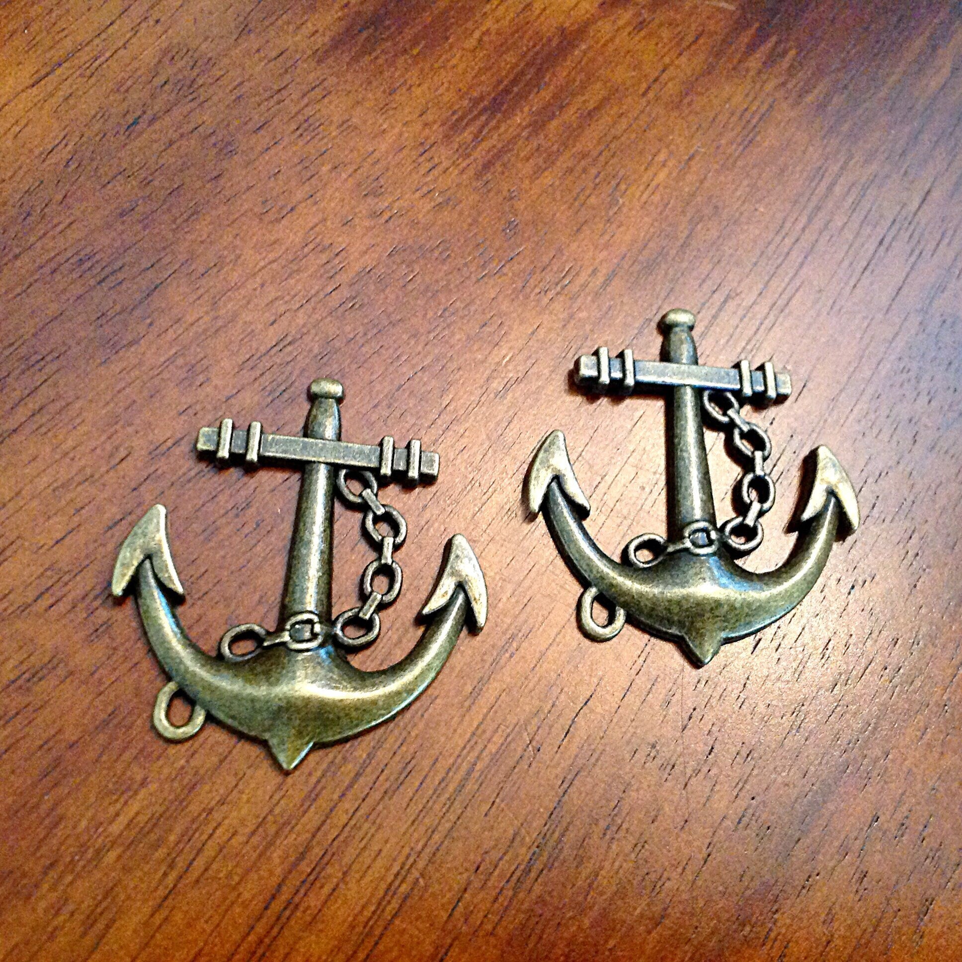 3 Large Anchor Pendanrts, Nautical Anchor Pendants, Ship Anchor Charms, Sailing Charms, Anchor Charms, Findings, Crafts and Jewelry Supplies