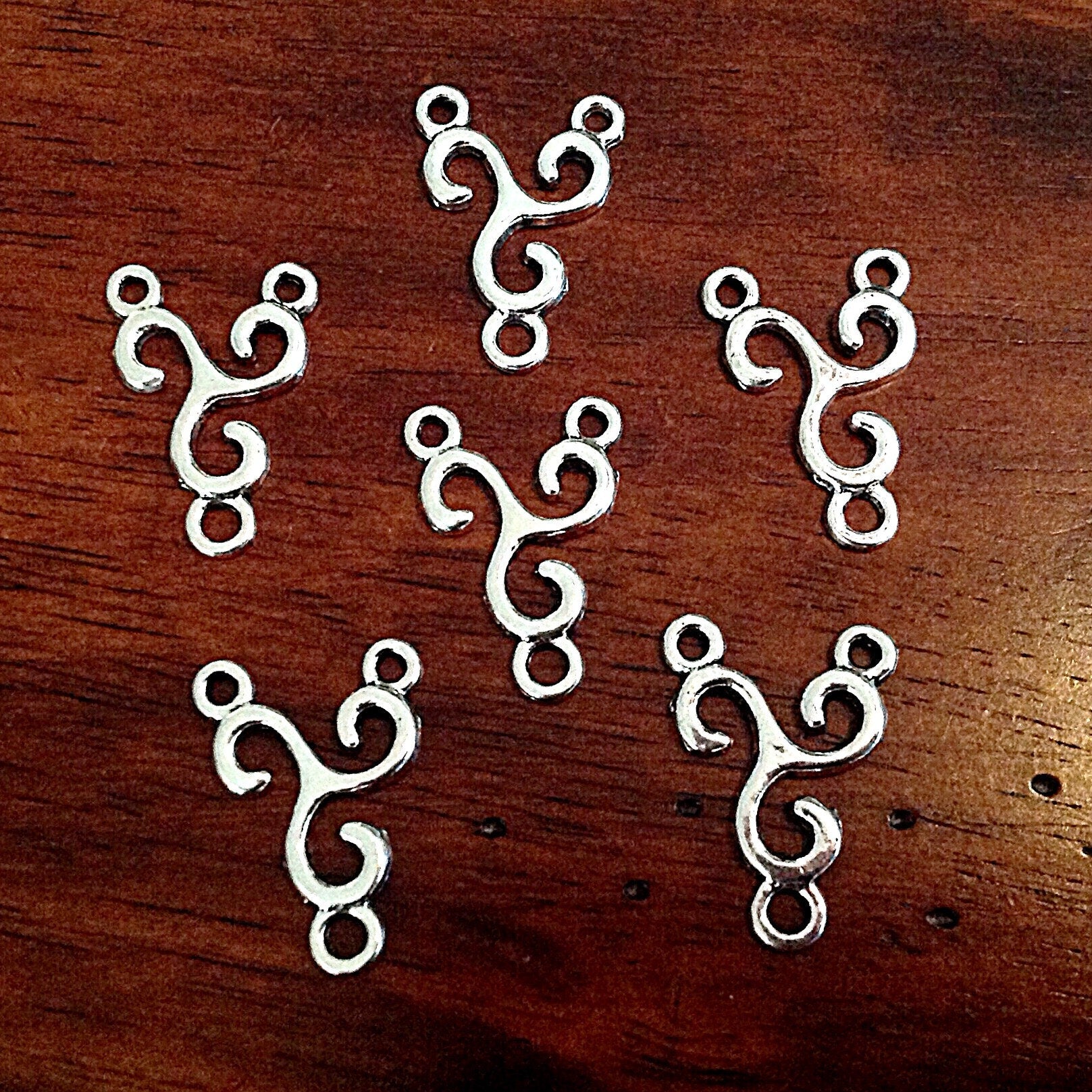 Bulk 20pcs, Earring Connectors, Ornate Connector Charms, Swirl Connector Charms, 3 Way Connector Charms, Fancy Connector Charms, Findings