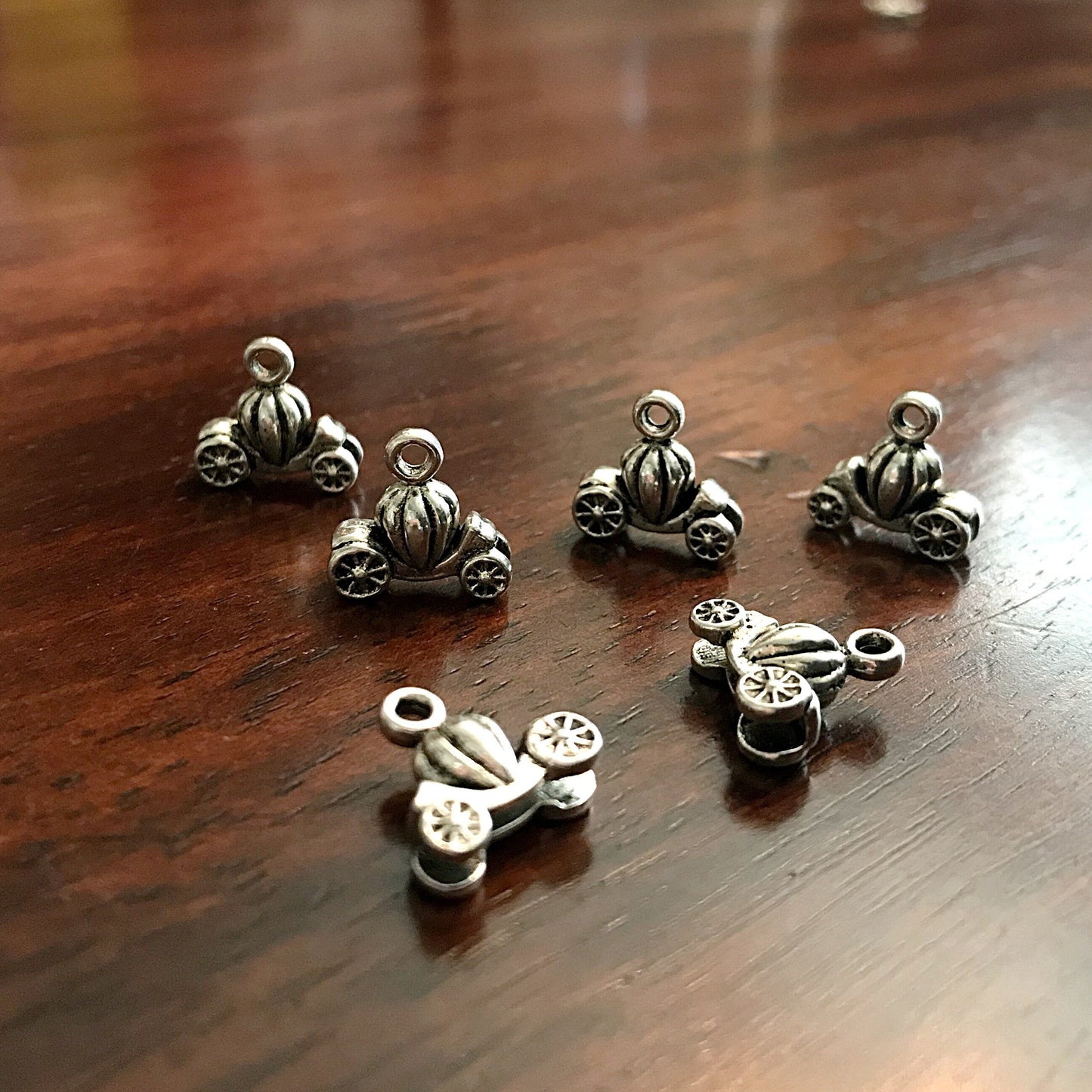 20pcs Pumpkin Carriage Charms, Antique Silver Charms, 3-D Pumpkin Carriage Charms, Cinderella Carriage Charms, Doublesided Charms, Findings
