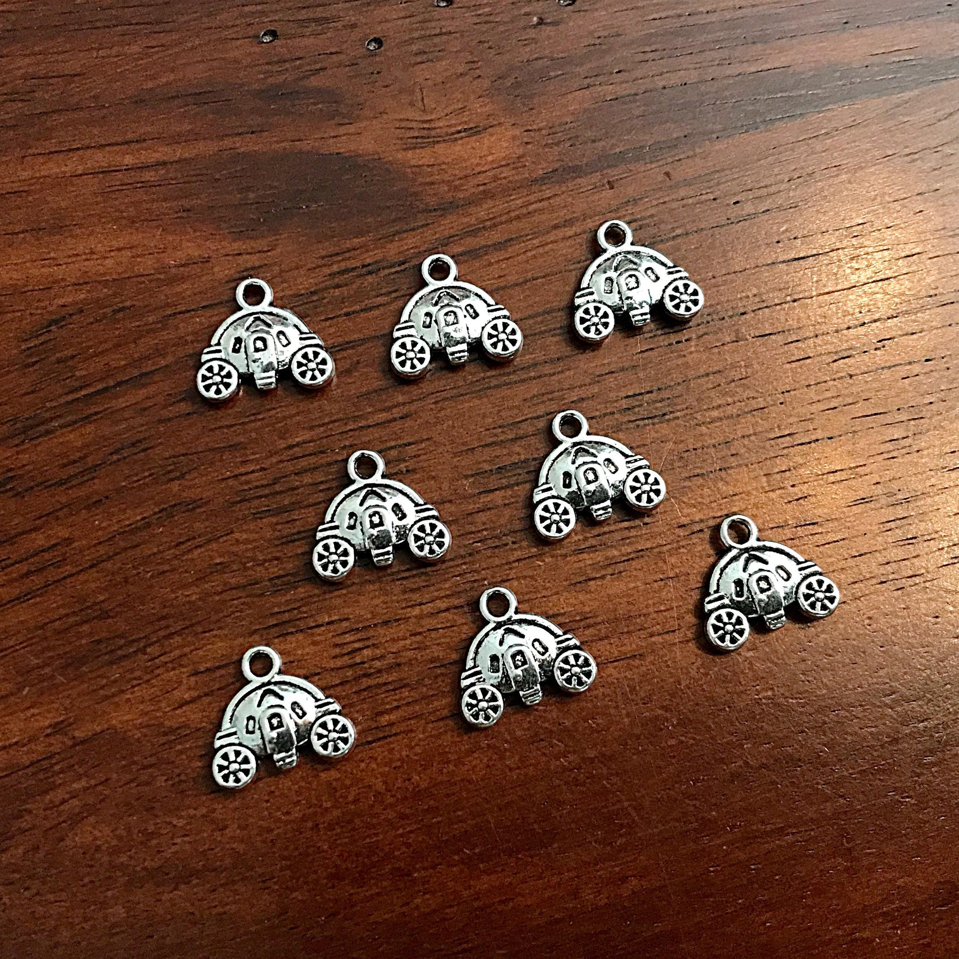 25pcs Pumpkin Carriage Charms, Antique Silver Charms, Pumpkin Carriage Charms, Cinderella Carriage Charms, Doublesided Charms, Findings