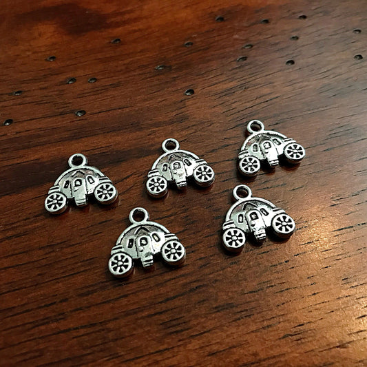 25pcs Pumpkin Carriage Charms, Antique Silver Charms, Pumpkin Carriage Charms, Cinderella Carriage Charms, Doublesided Charms, Findings