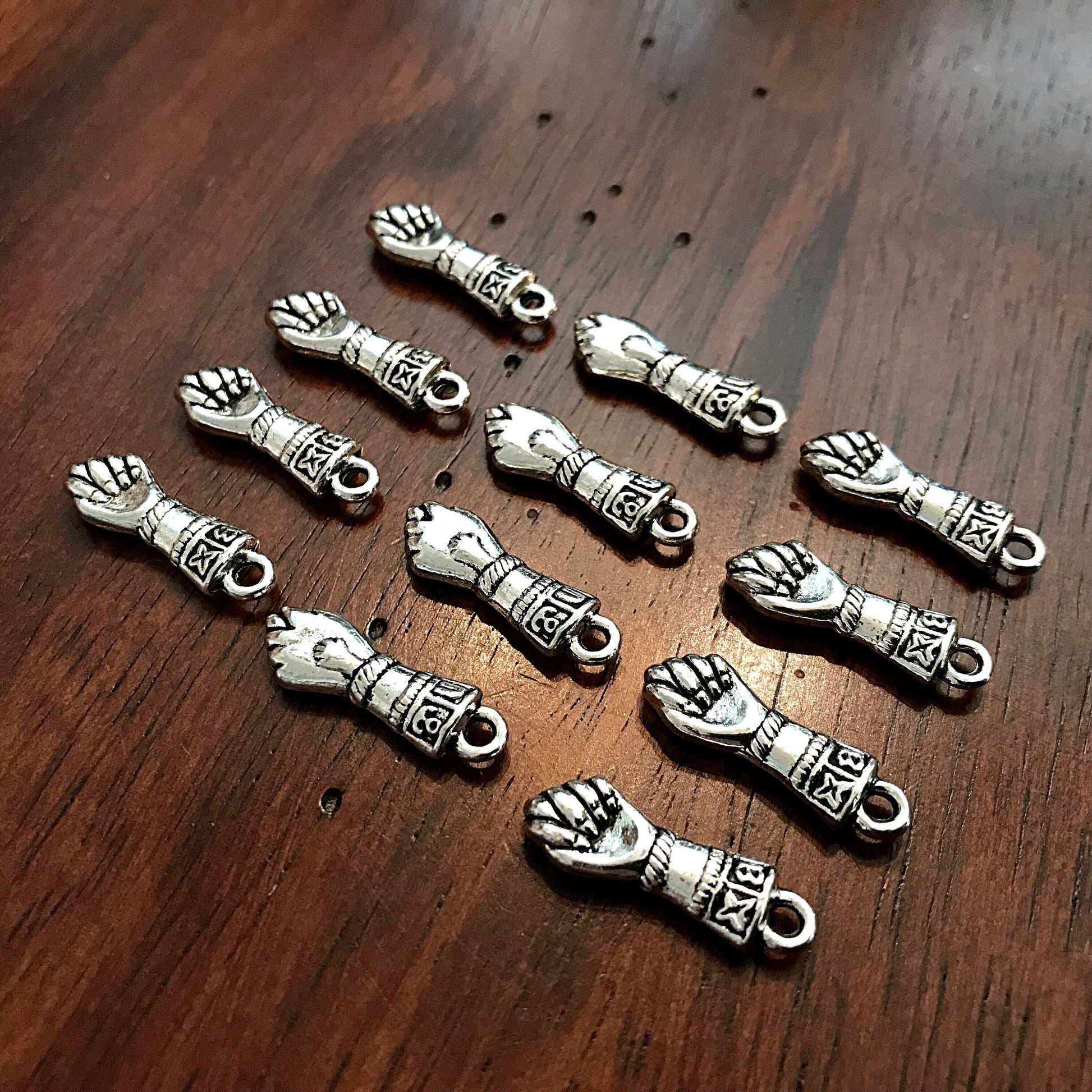 12pcs, Small Figa Fist Charms, Antique Silver Charms, Good Luck Amulet Charm, Meditation Charm, Om, Buddha, Crafts and Jewelry Supplies