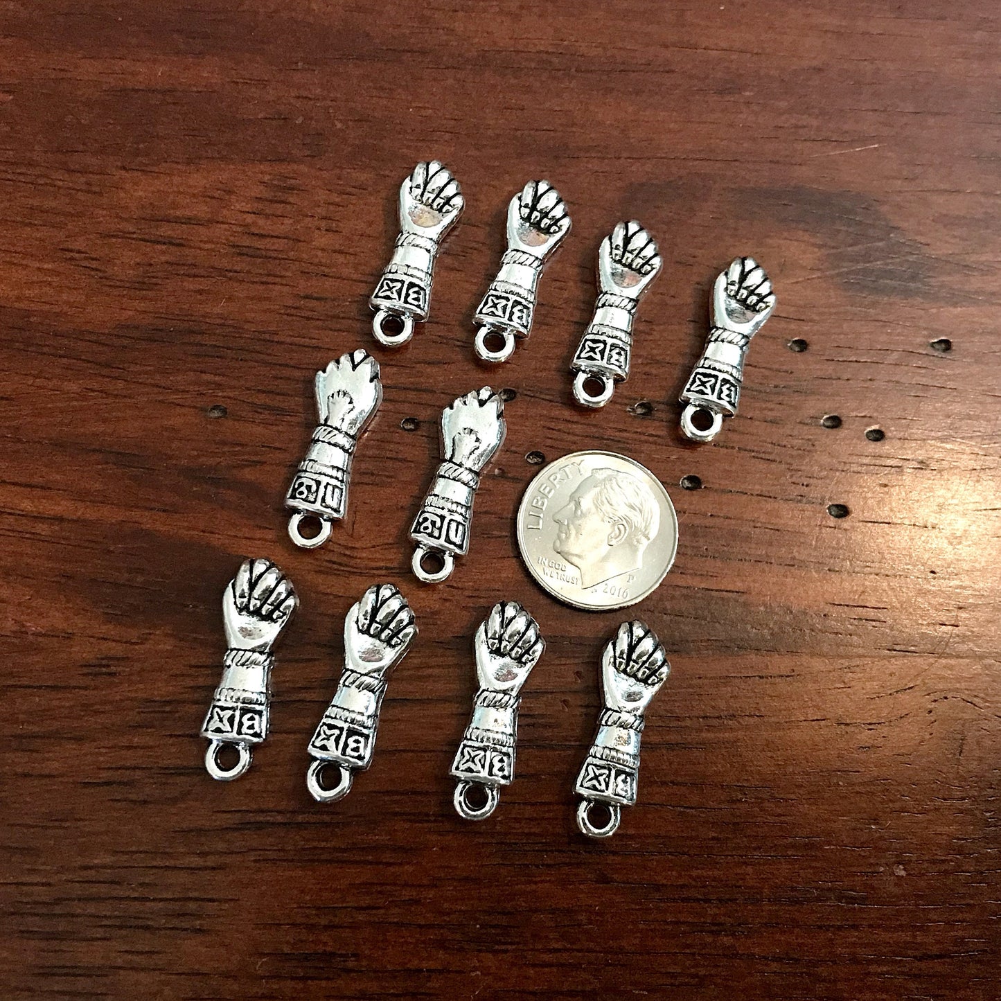 25pcs, Figa Fist Charms, Small Figa Fist Charms, Antique Silver Charms, Good Luck Amulet, Meditation Charm, Om, Buddha, Jewelry Supplies