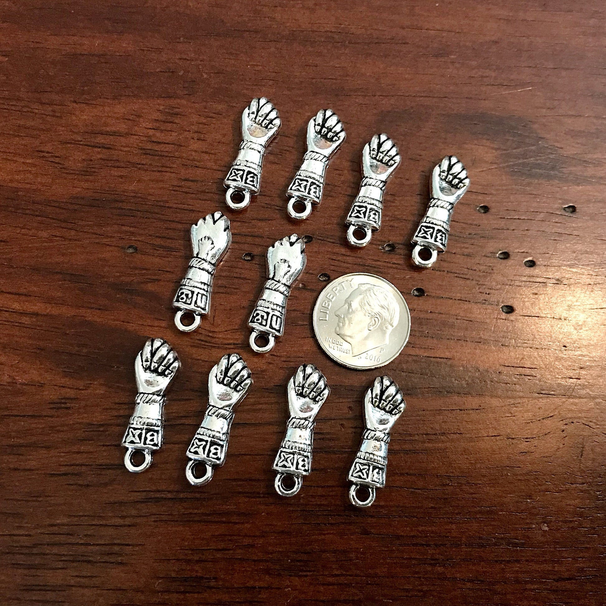 12pcs, Small Figa Fist Charms, Antique Silver Charms, Good Luck Amulet Charm, Meditation Charm, Om, Buddha, Crafts and Jewelry Supplies