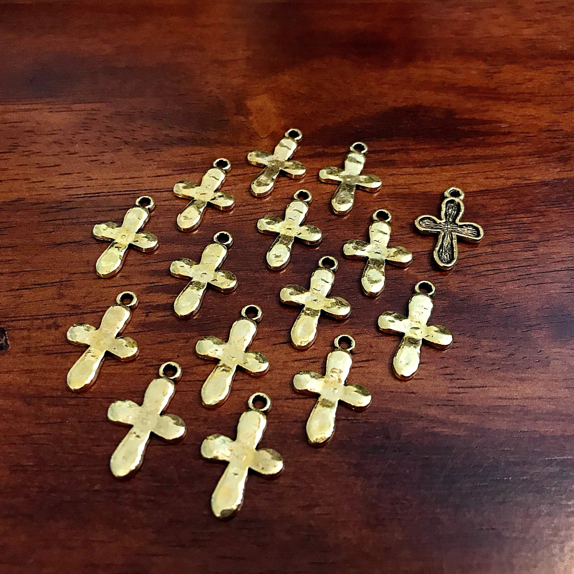 25pcs, Gold Tone Cross Charms, Bulk Cross Charm, Gold Cross Pendants, Small Gold Cross Charms, Jewelry And Craft Supplies, Findings