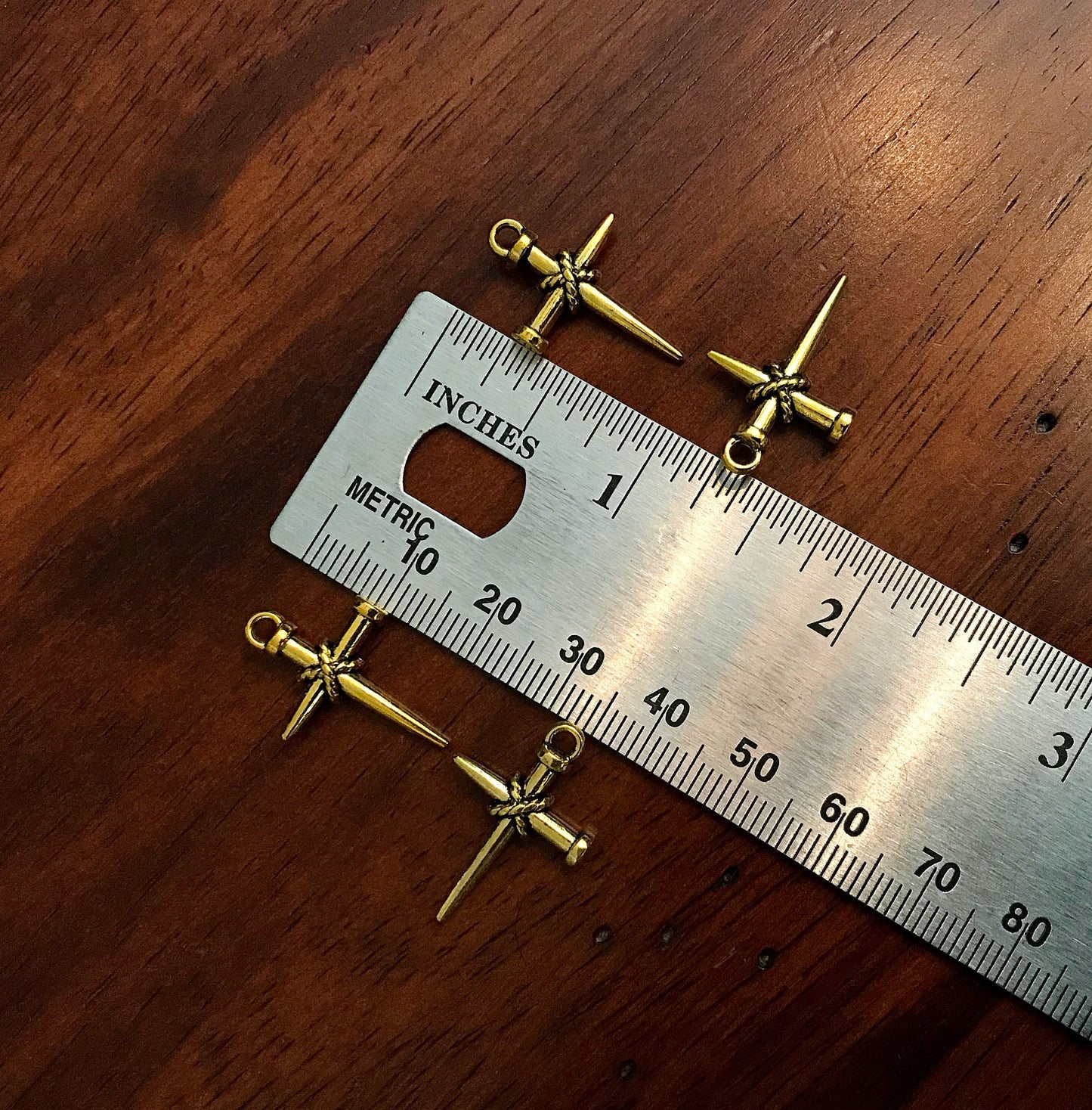 20pcs, Cross Charms, Antique Gold Charms, Nailed Cross Charms, Gold Crucifix Charms, Double Sided Cross, Findings, Jewelry Supplies