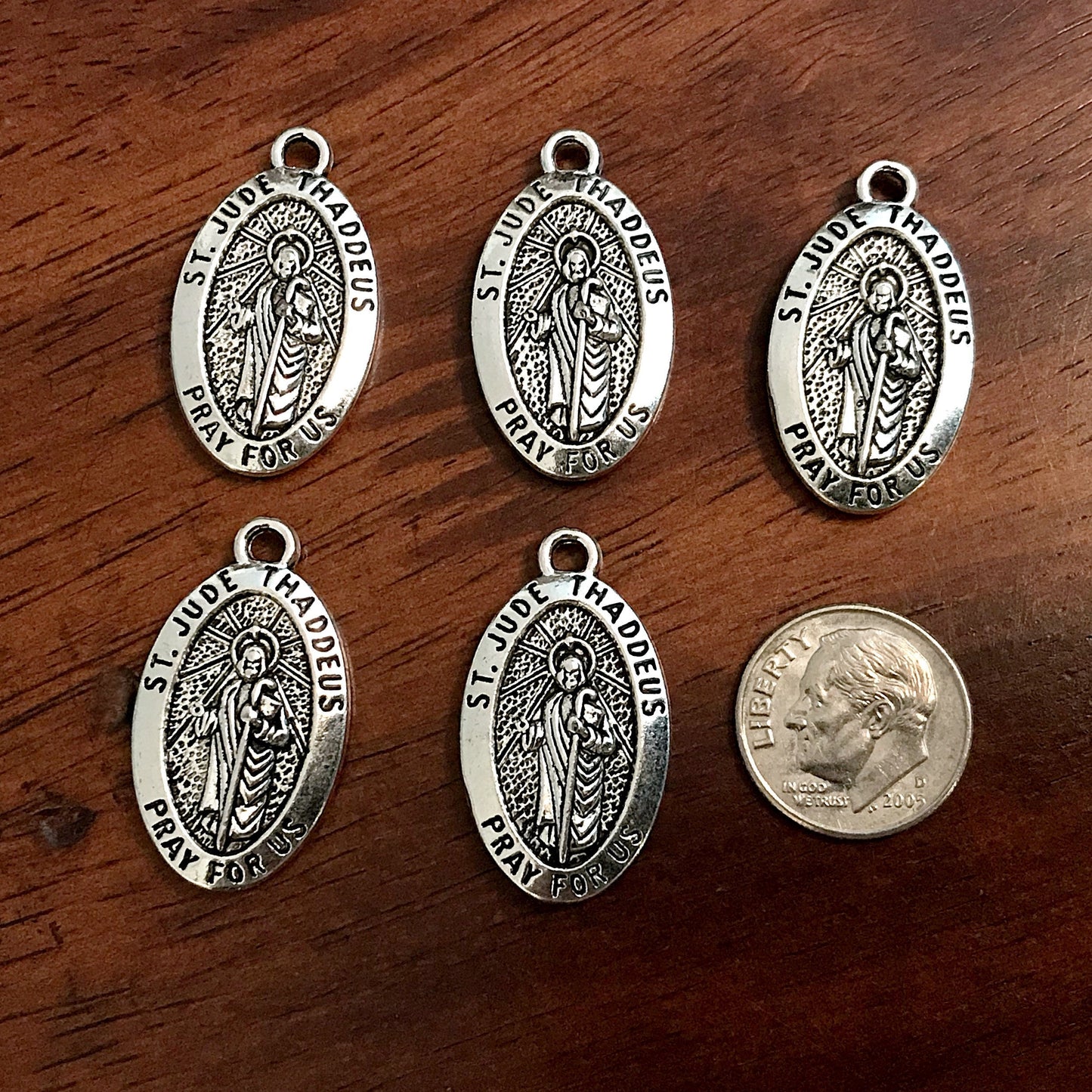 Oval Saint Jude Medals, 15pcs, Staint Jude Charms, St. Jude Thaddeus Medals, Catholic Medals, Rosary Charms, Pray For Us Medals, 2-Sided