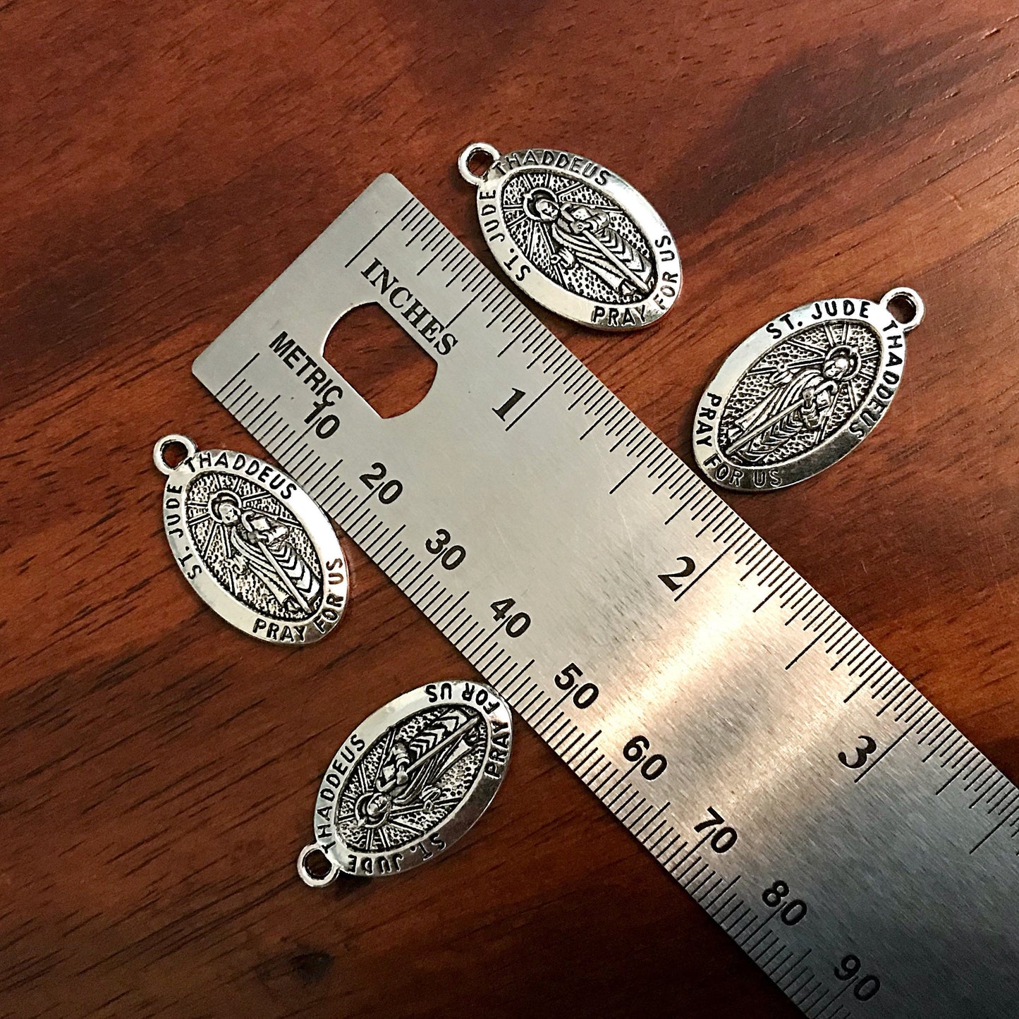 Oval Saint Jude Medals, 7pcs, Staint Jude Charms, St. Jude Thaddeus Medals, Catholic Medals, Rosary Charms, Pray For Us Medals, Double Sided