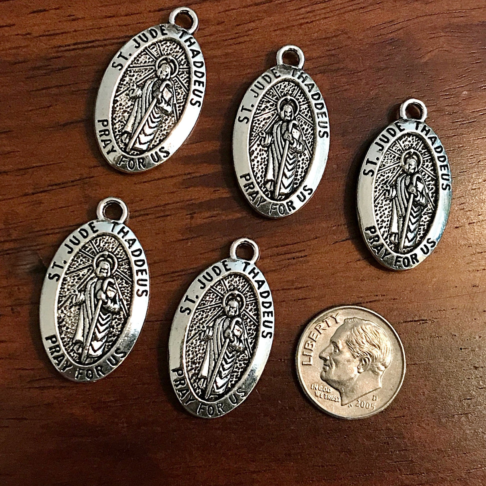 Oval Saint Jude Medals, 15pcs, Staint Jude Charms, St. Jude Thaddeus Medals, Catholic Medals, Rosary Charms, Pray For Us Medals, 2-Sided