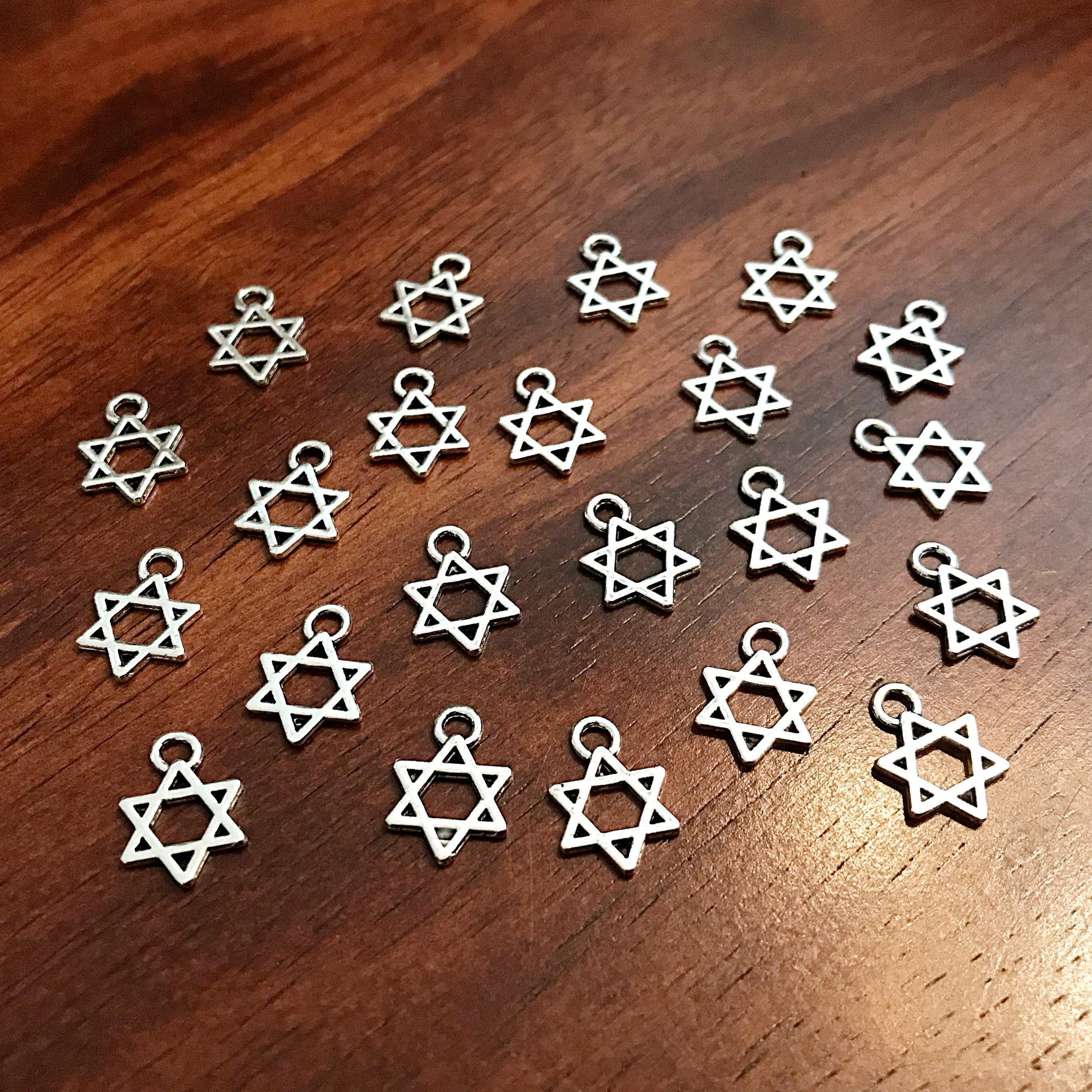 50pcs, Star of David Charms, Tiny Star of David Charms, Hexagram Charms, 6 Point Star Charms, Jewish Star Charms, Hexagram Charms, Findings