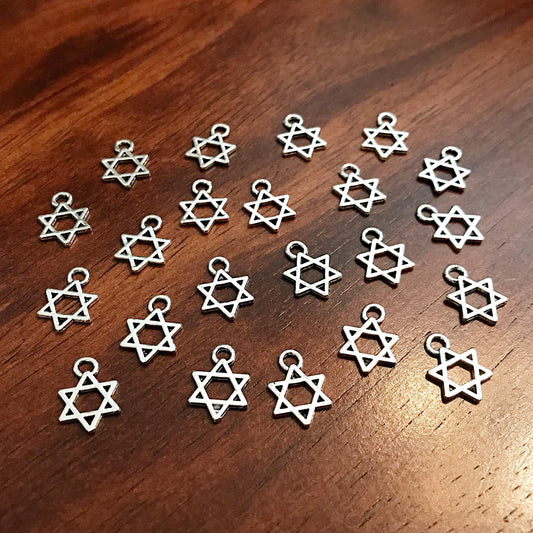 50pcs, Star of David Charms, Tiny Star of David Charms, Hexagram Charms, 6 Point Star Charms, Jewish Star Charms, Hexagram Charms, Findings