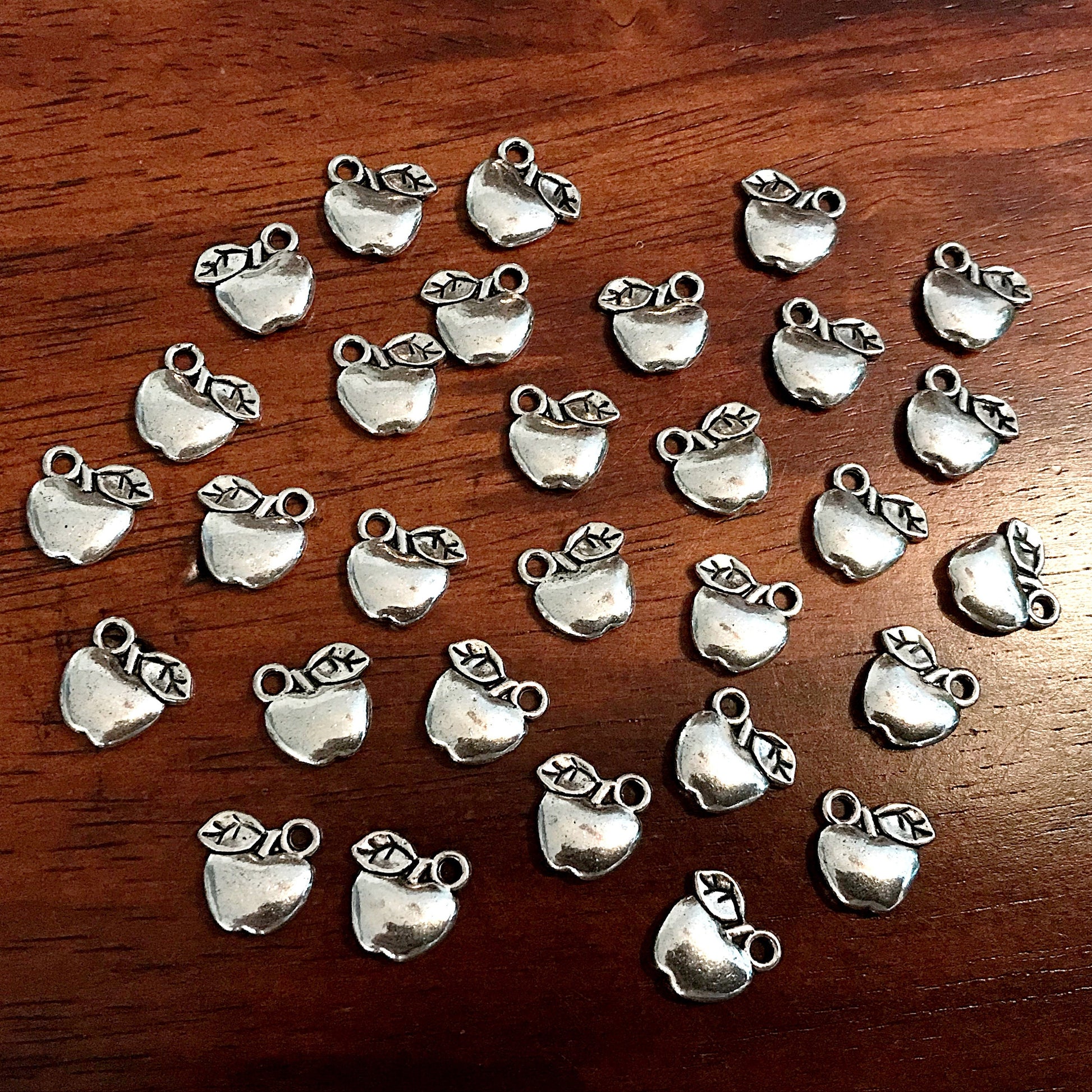 25pcs, Apple Charms, Fruit Charms, Double Sided Apple Charms, Peach Charms, Fruit of the Spirit Charm, Craft Supplies, Findings