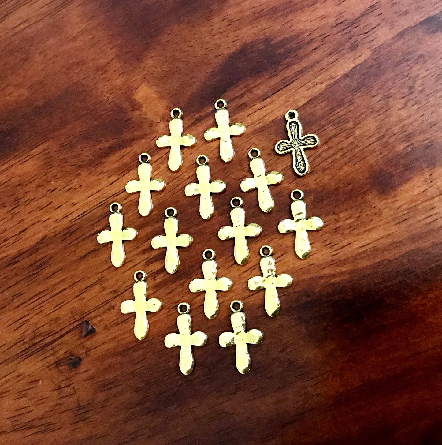 25pcs, Gold Tone Cross Charms, Bulk Cross Charm, Gold Cross Pendants, Small Gold Cross Charms, Jewelry And Craft Supplies, Findings