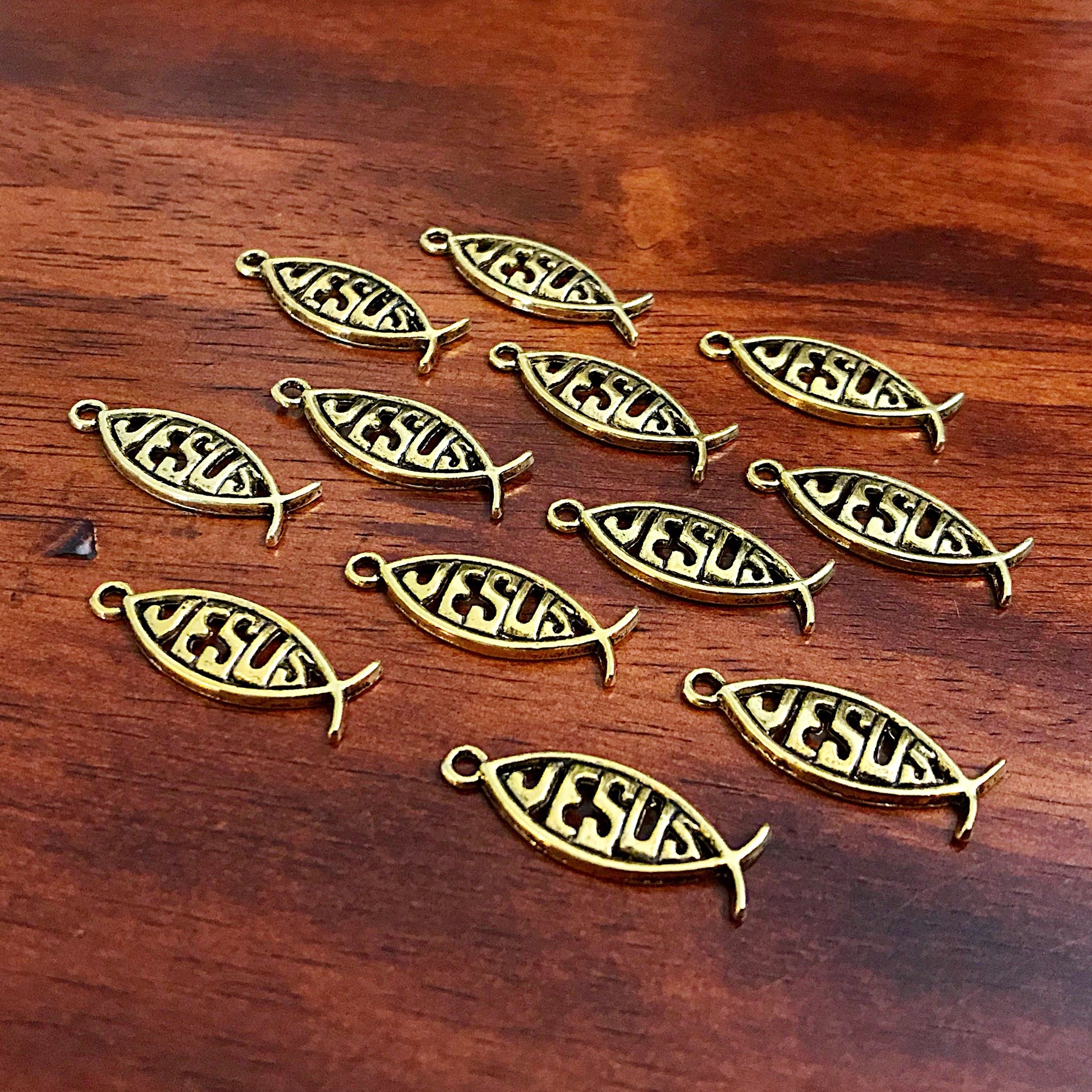 12pcs Jesus Charms, Antique Gold Charms, Silver Fish Charms, Jesus Charms, Ribbon Charms, Faith Charms, Findings and Jewelry Supplies