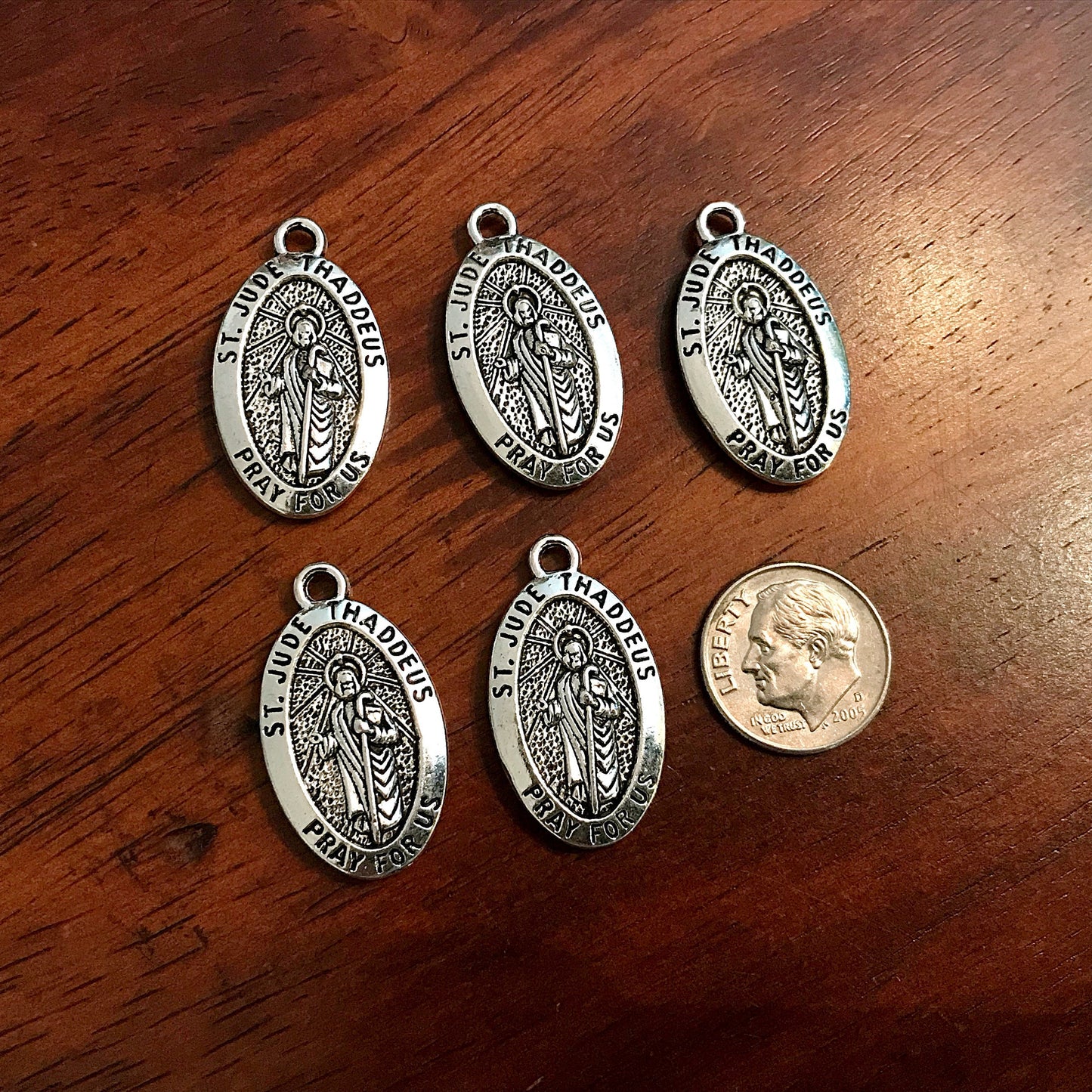 Oval Saint Jude Medals, 15pcs, Staint Jude Charms, St. Jude Thaddeus Medals, Catholic Medals, Rosary Charms, Pray For Us Medals, 2-Sided