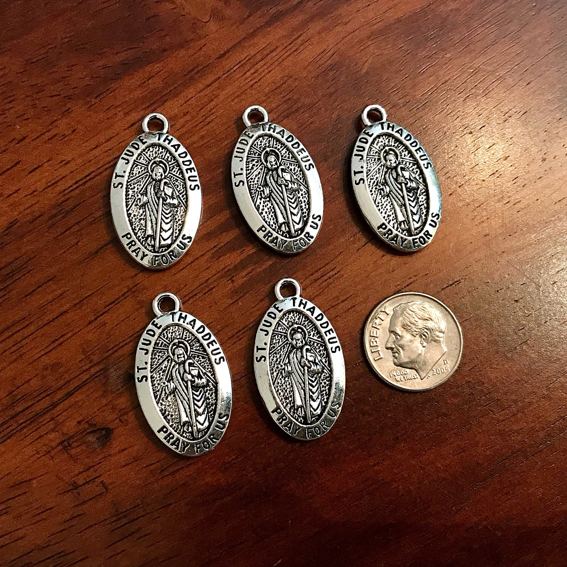 Oval Saint Jude Medals, 15pcs, Staint Jude Charms, St. Jude Thaddeus Medals, Catholic Medals, Rosary Charms, Pray For Us Medals, 2-Sided