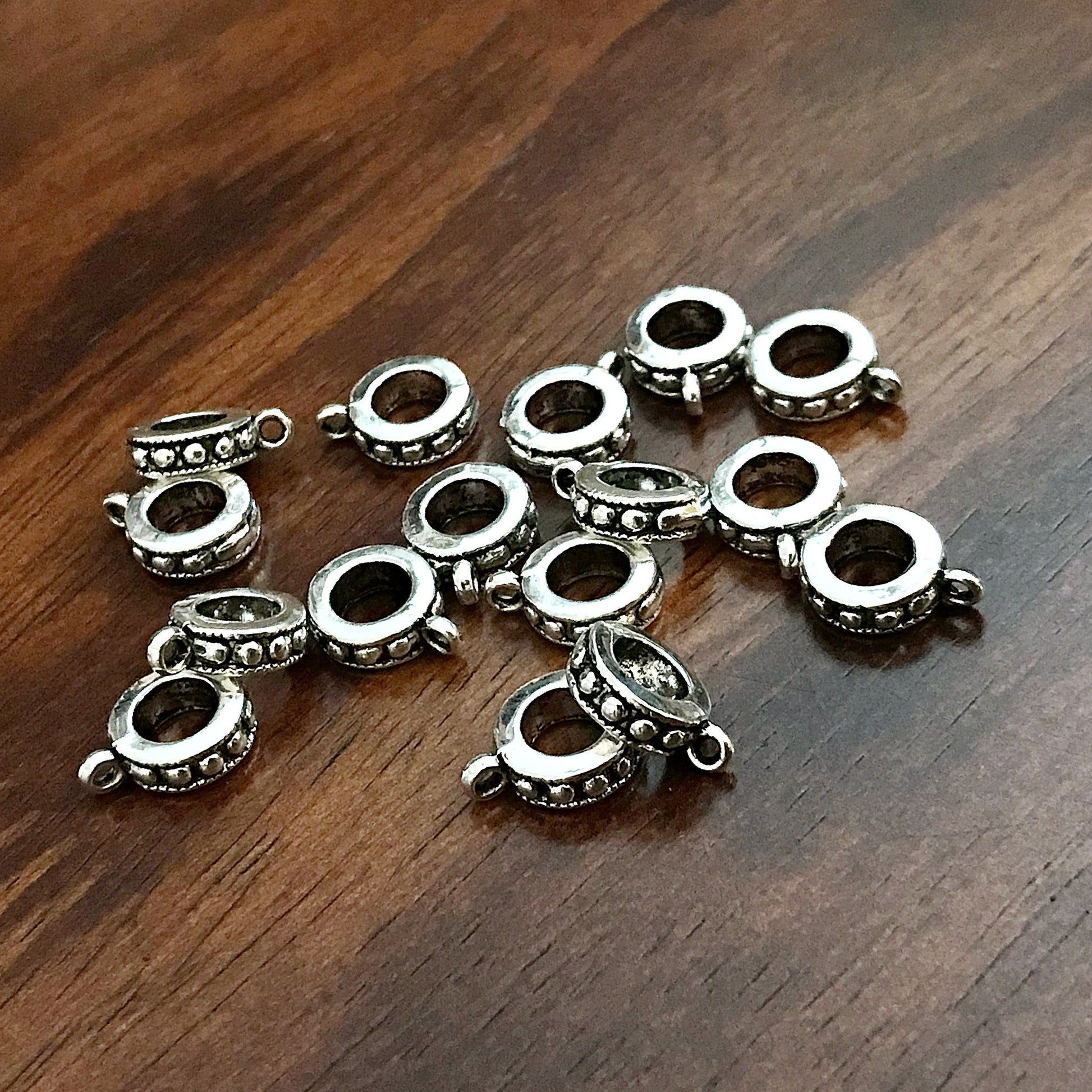 25pcs, Bail Beads, Bails, Bail Connectors, European Beads, Silver Spacer Beads, Big Hole Beads, Bail Charms, Craft Supplies, Findings