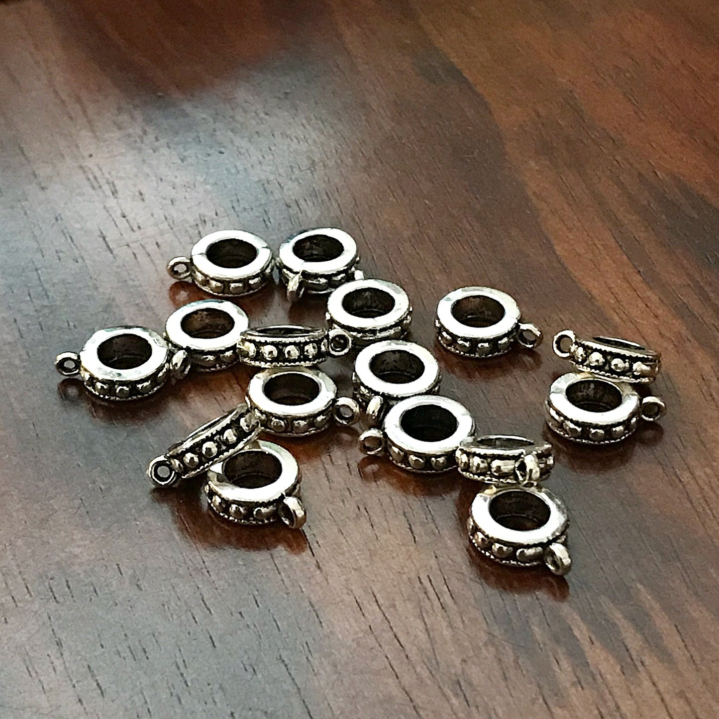 15pcs, Bail Beads, Bails, Bail Connectors, European Beads, Silver Spacer Beads, Big Hole Beads, Bail Charms, Craft Supplies, Findings