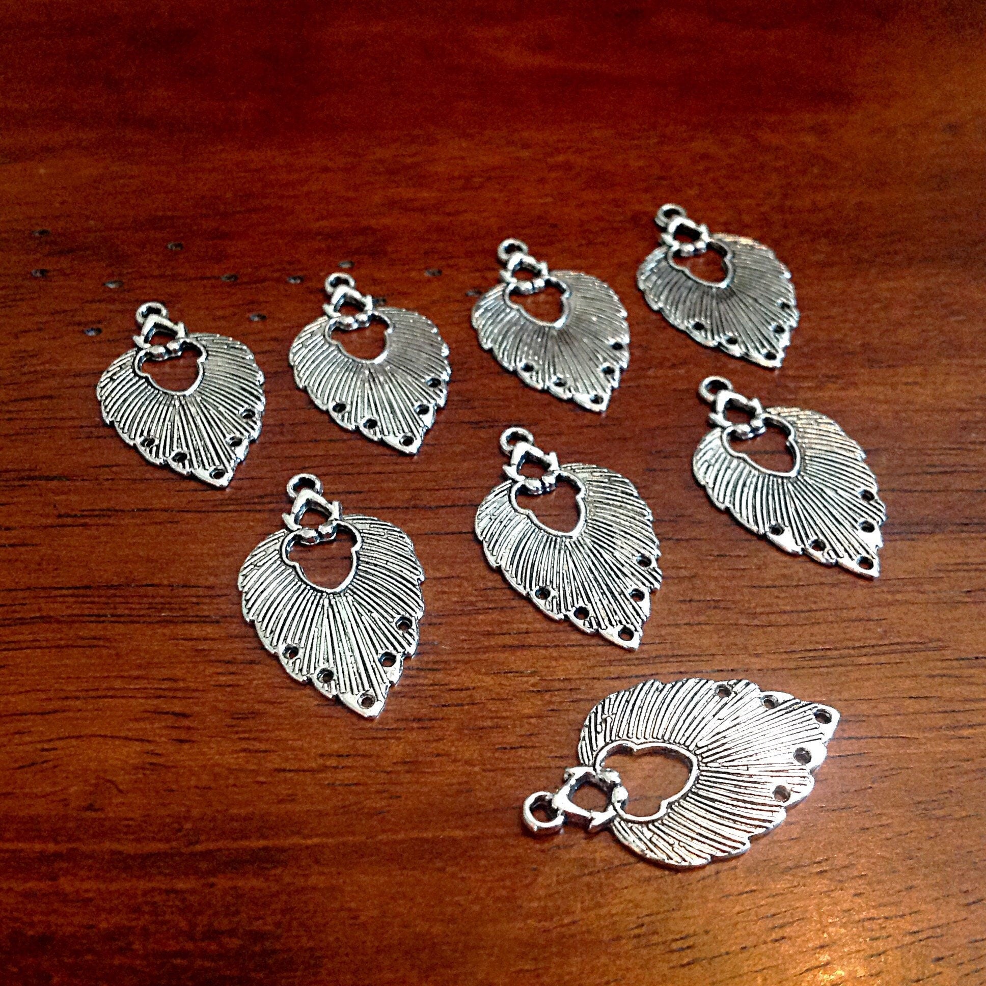 20pcs, Earring Connector Charms, Dreamcatcher Charm Connectors, Navajo Charm Connectors, Feather Earring Charms, Dangle Earring Charms