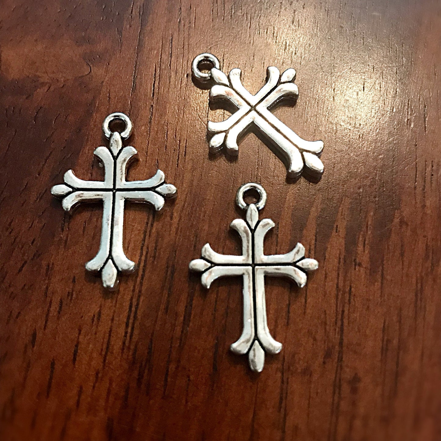 20pcs, Silver Cross Charms, Antique Silver Charms, Beautiful Cross Charms, Cross Pendants, Fancy Cross, 2 Sided Cross Charms, Findings
