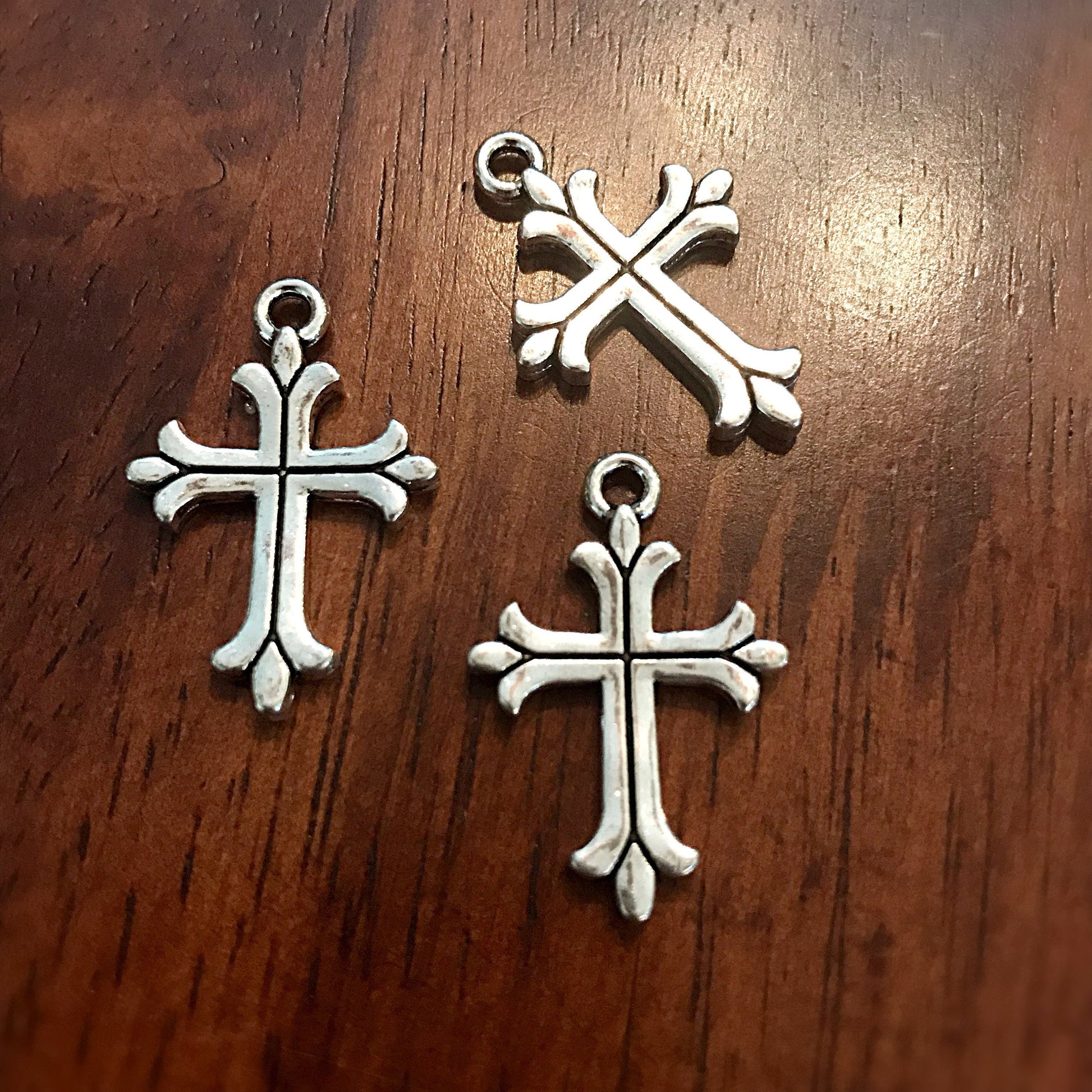 12pcs, Silver Cross Charms, Antique Silver Charms, Beautiful Cross Charms, Cross Pendants, Fancy Cross, 2 Sided Cross Charms, Findings